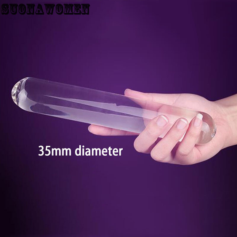Smooth Cylinder Glass Double Dildo Huge Clear Glass Penis G Spot Dildos Sex Toy