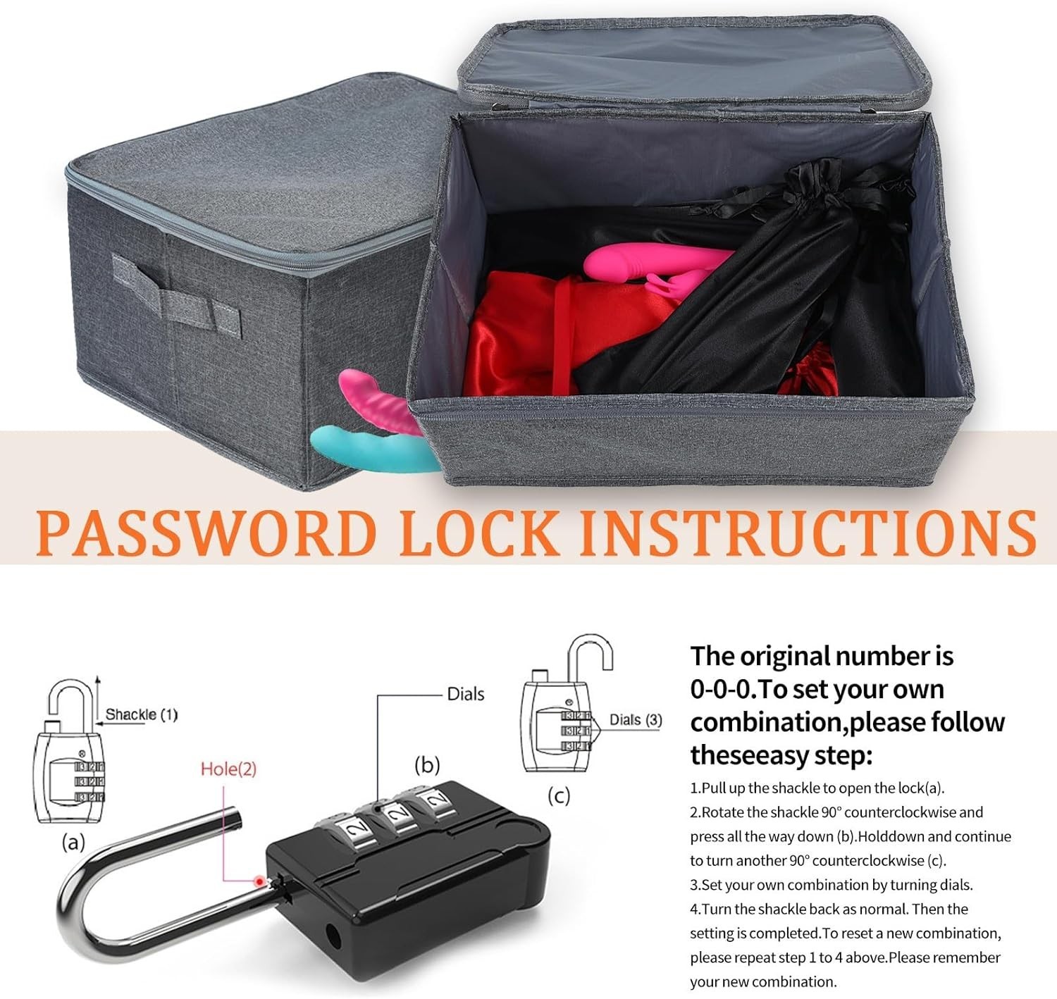 Lockable Sex Toy Storage Box – Discreet Adult Toy Case with Combination Lock…
