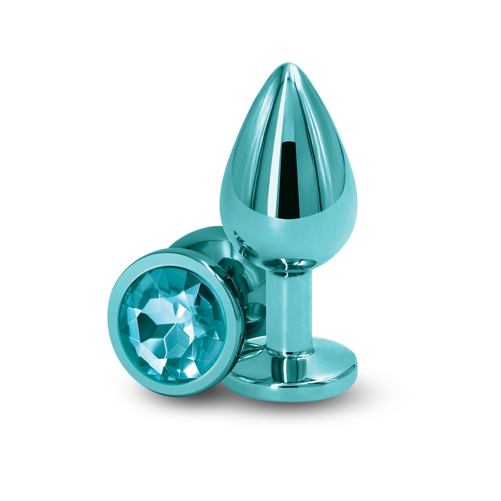 NS Novelties Rear Assets Medium Teal – Aluminum Anal Butt Plug