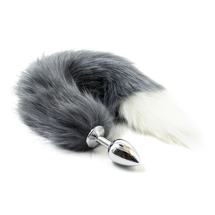 False Fox Tail With Metal Anal-Butt Plug Women Romance Game Funny Sex Toy Games
