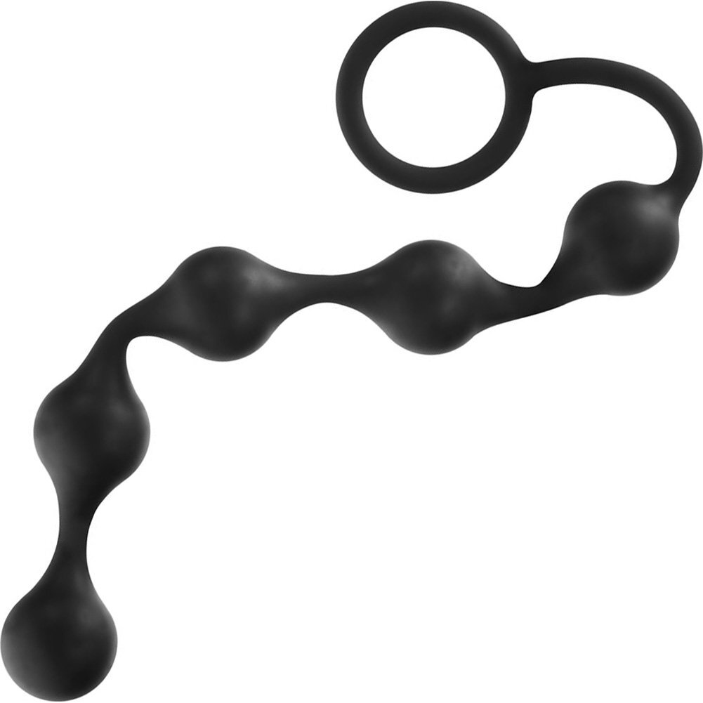Kinx Onyx Silicone Anal Beads butt plug with Safe Retrieval Ring Sex Toy Black