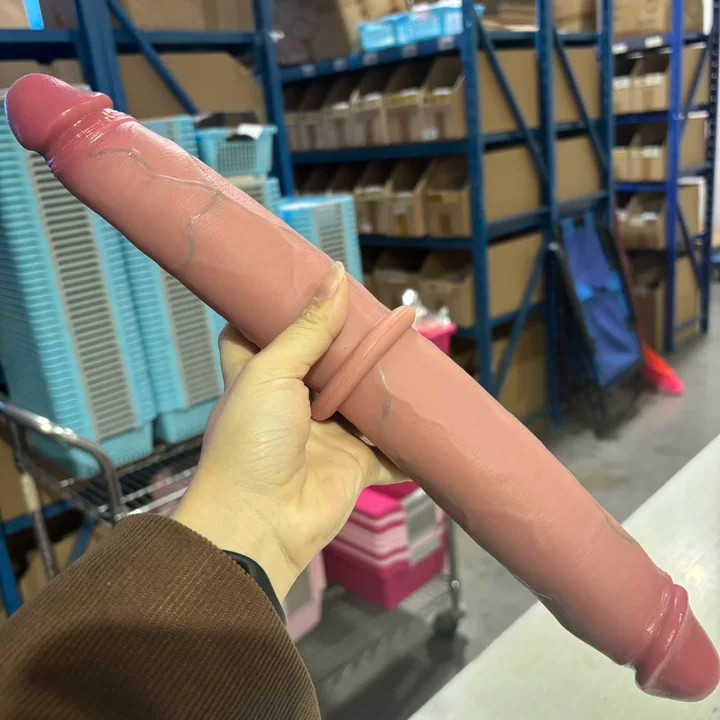 15″ Double Head Liquid Silicone Realistic Dildo Suction Cup Anal Vagina Sex Toys