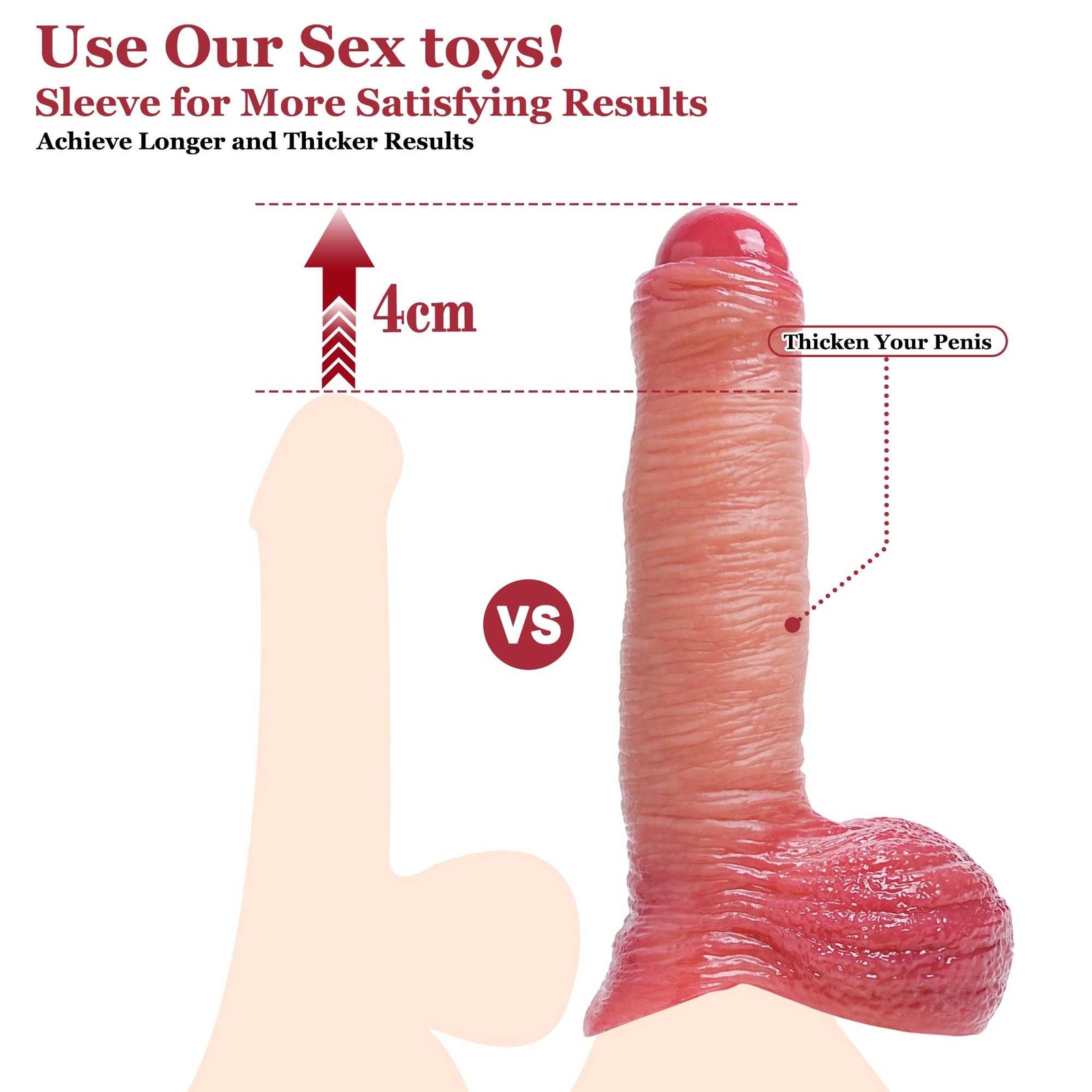 Thick Flesh Girth Erection Enhancer Penis Sleeve Real Cock Extender Wrap Scrotum