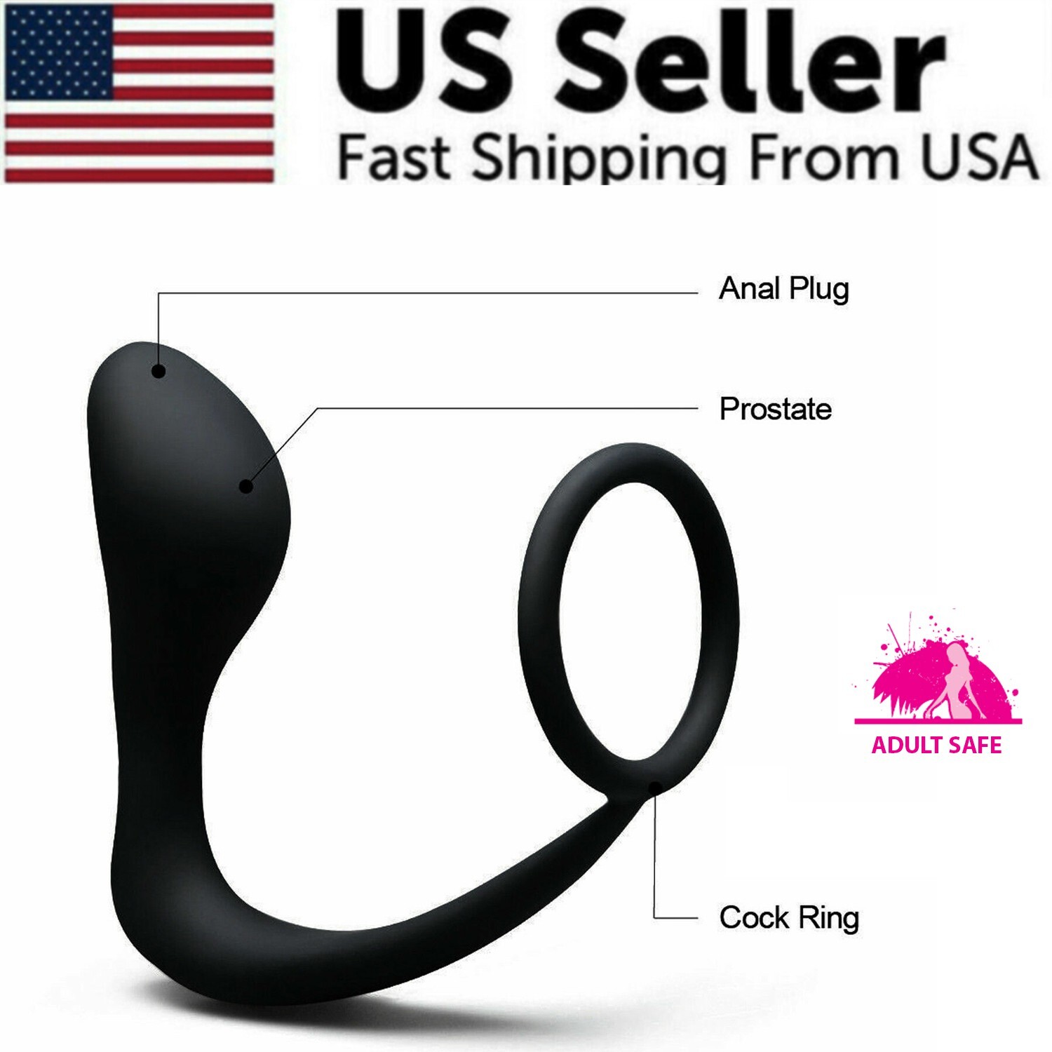 Male Prostate Massager Anal Butt Plug Penis Cock Ring Sex Toys For Men Women Gay