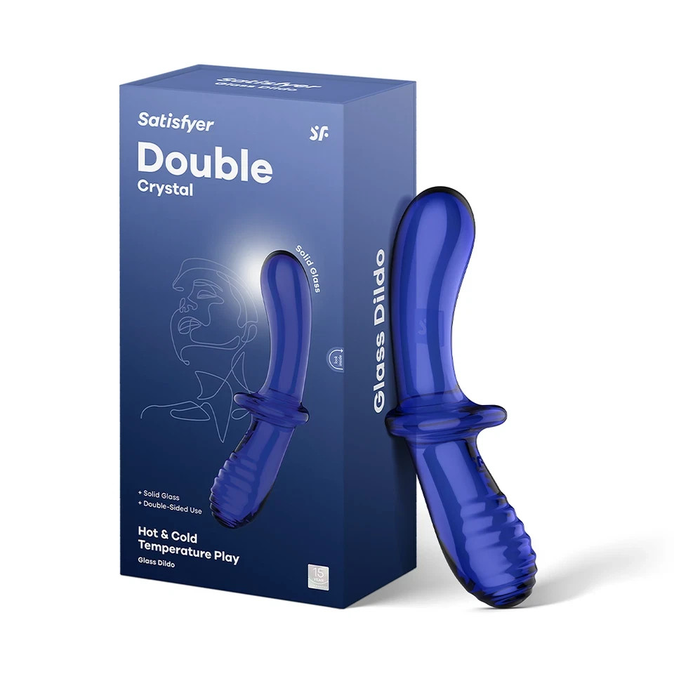 Satisfyer Double Crystal Glass Dildo – Borosilicate Glass Grooved Texture – New