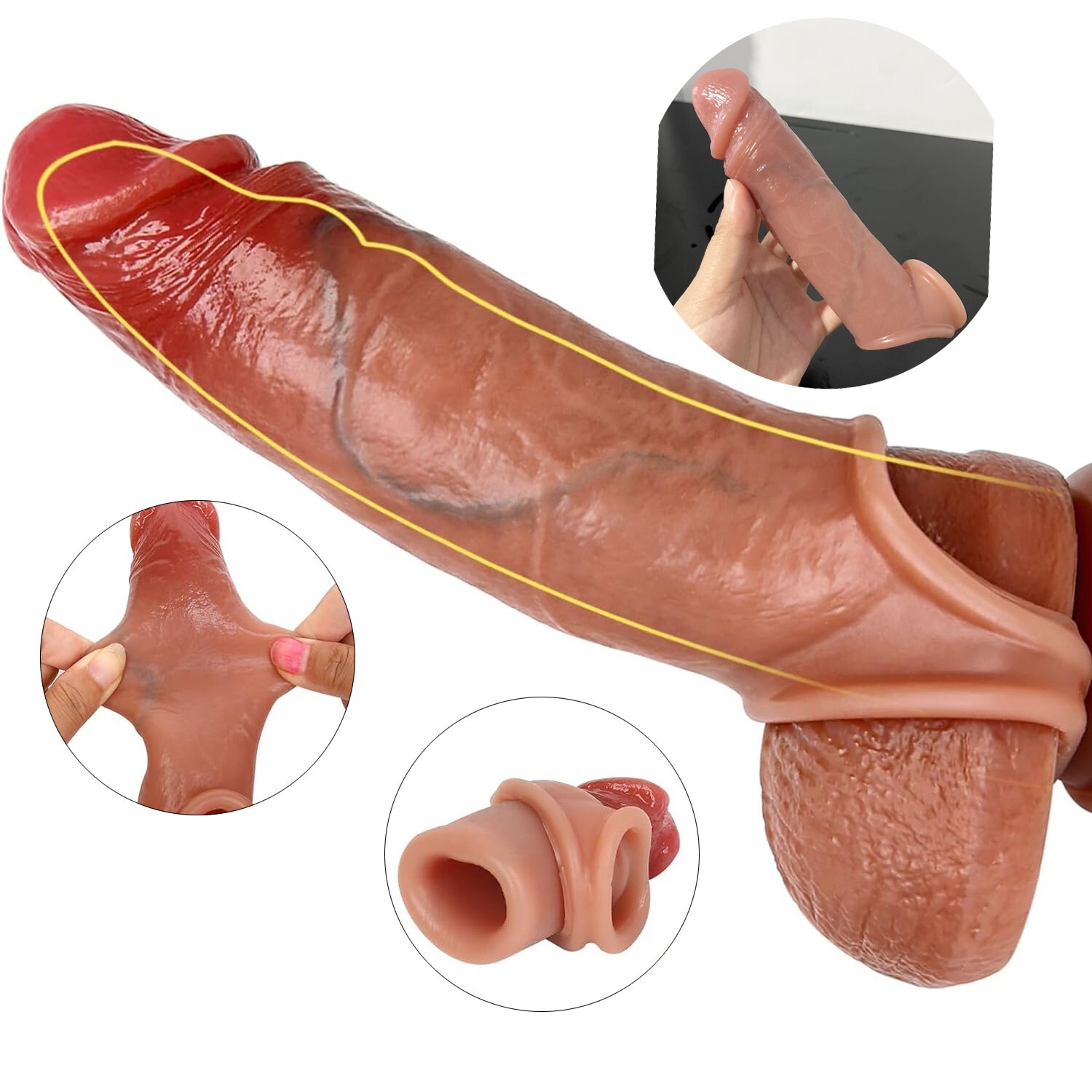 Condon Reusables Juguetes Sexuales Para Hombres Extensor De Pene Penis Extender