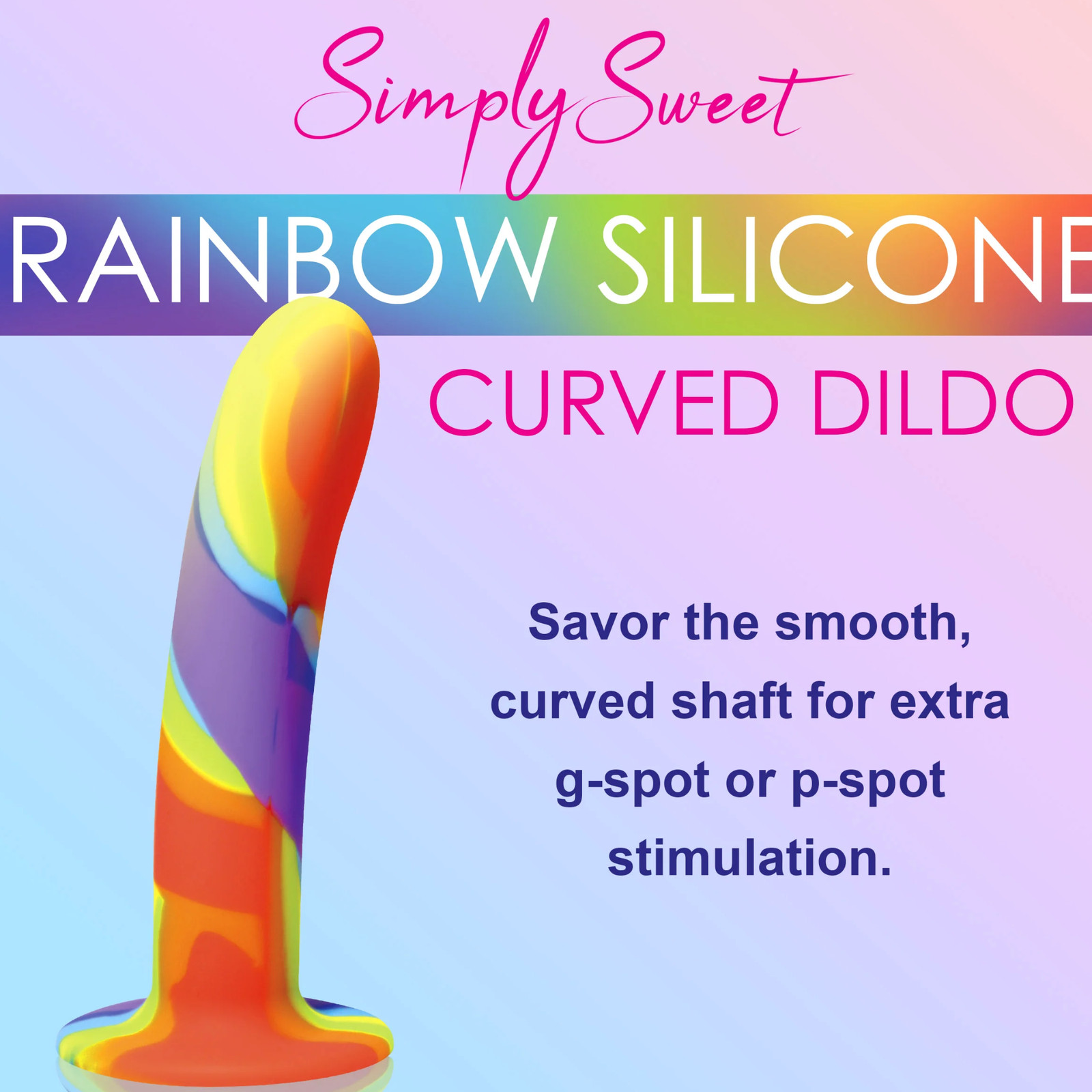 Flexible Rainbow Silicone Dildo Harness Compatible Suction Cup Base Sex Toy