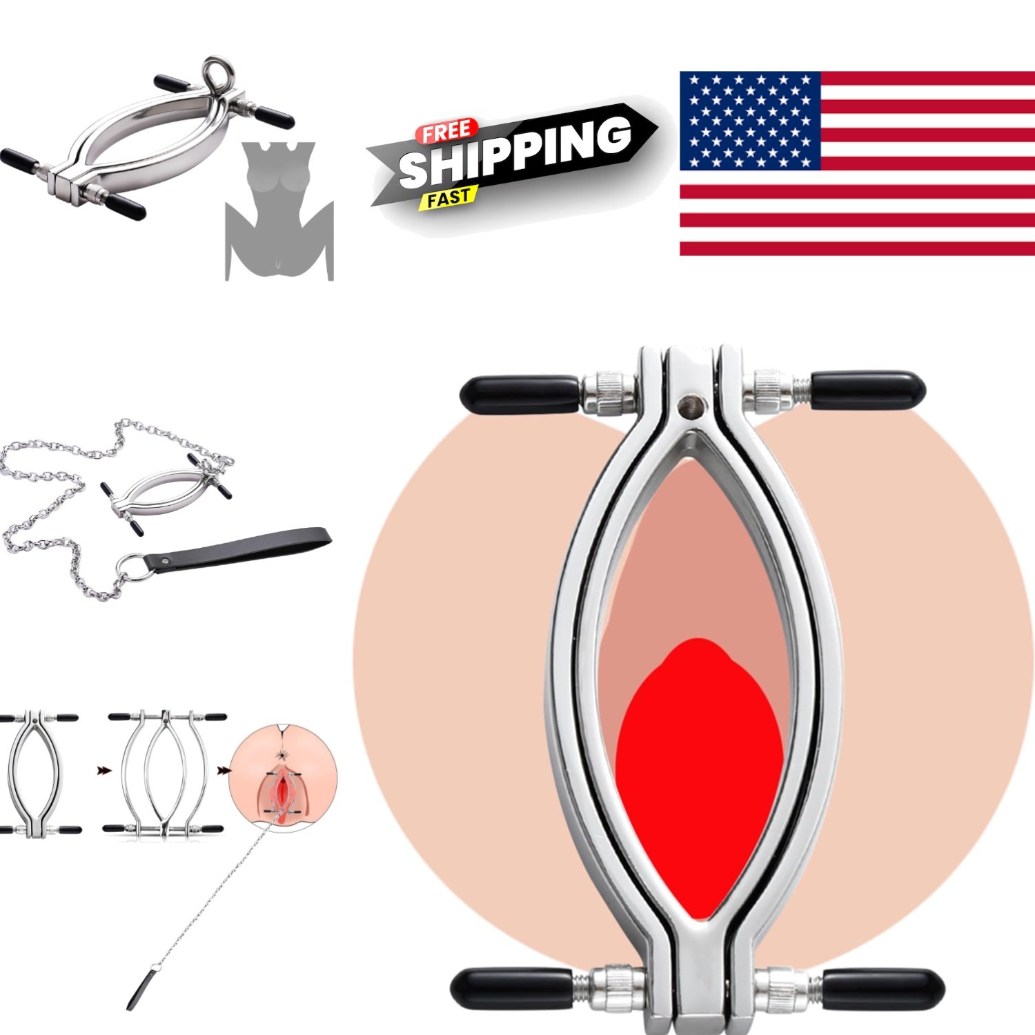 Ergonomic Labia Dilator Clamps Stainless Steel for Enhanced G Spot Stimulation