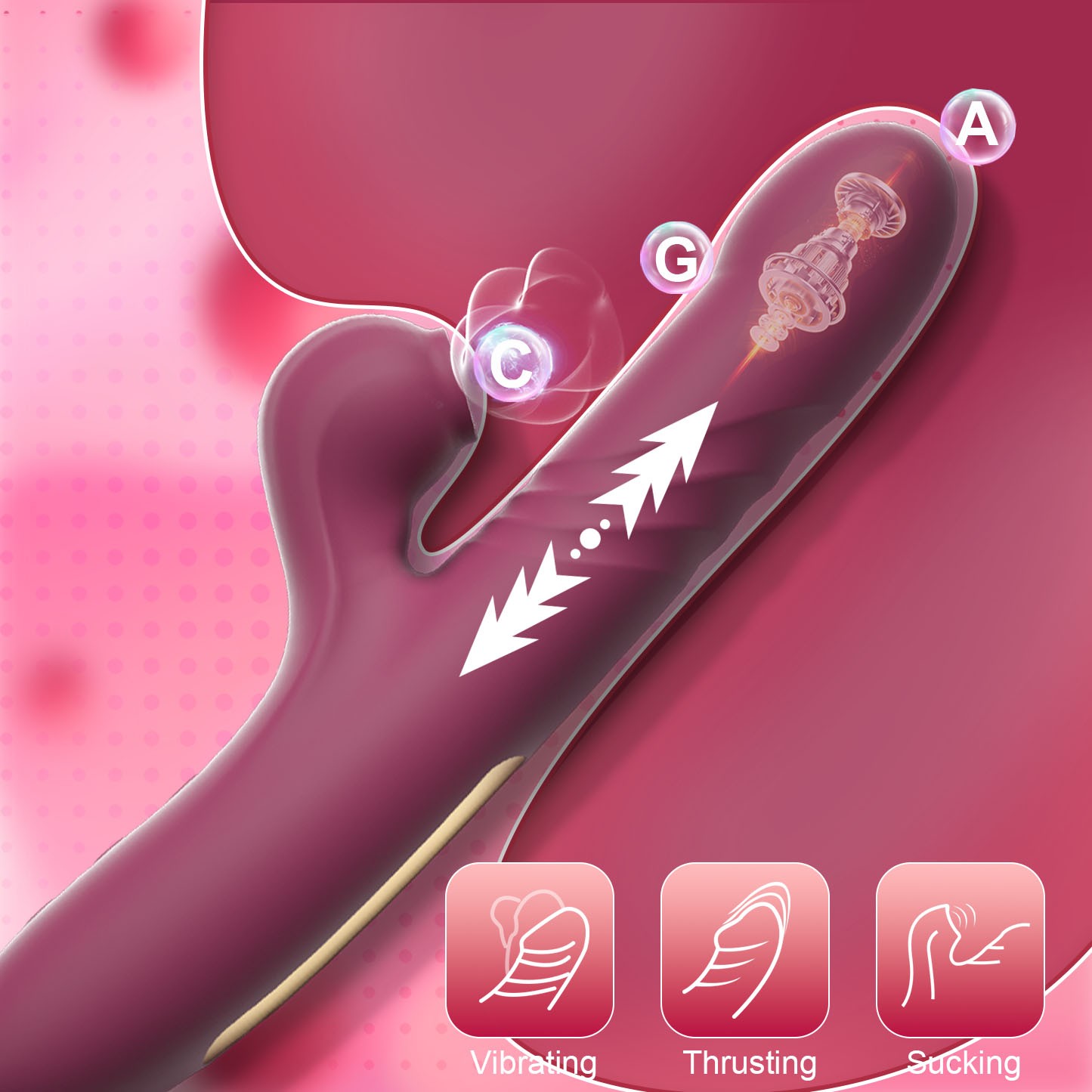 Thrusting Dildo Vibrator Sucker Clitoral G-Spot Stimulator Massager Wand Sex Toy