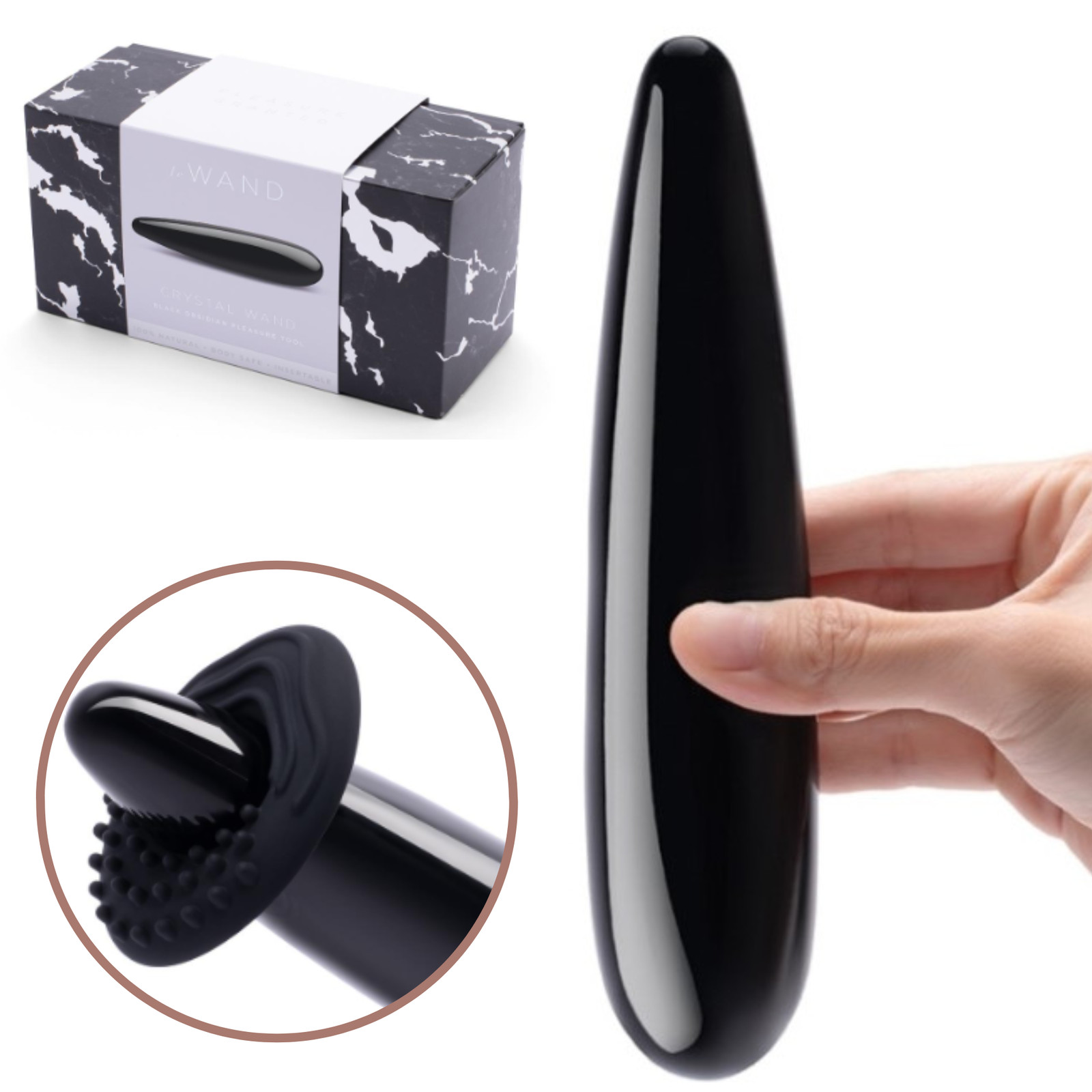 Le Wand Crystal Dildo Dual Ended Massager Stimulator Sex Toy with Silicone Ring