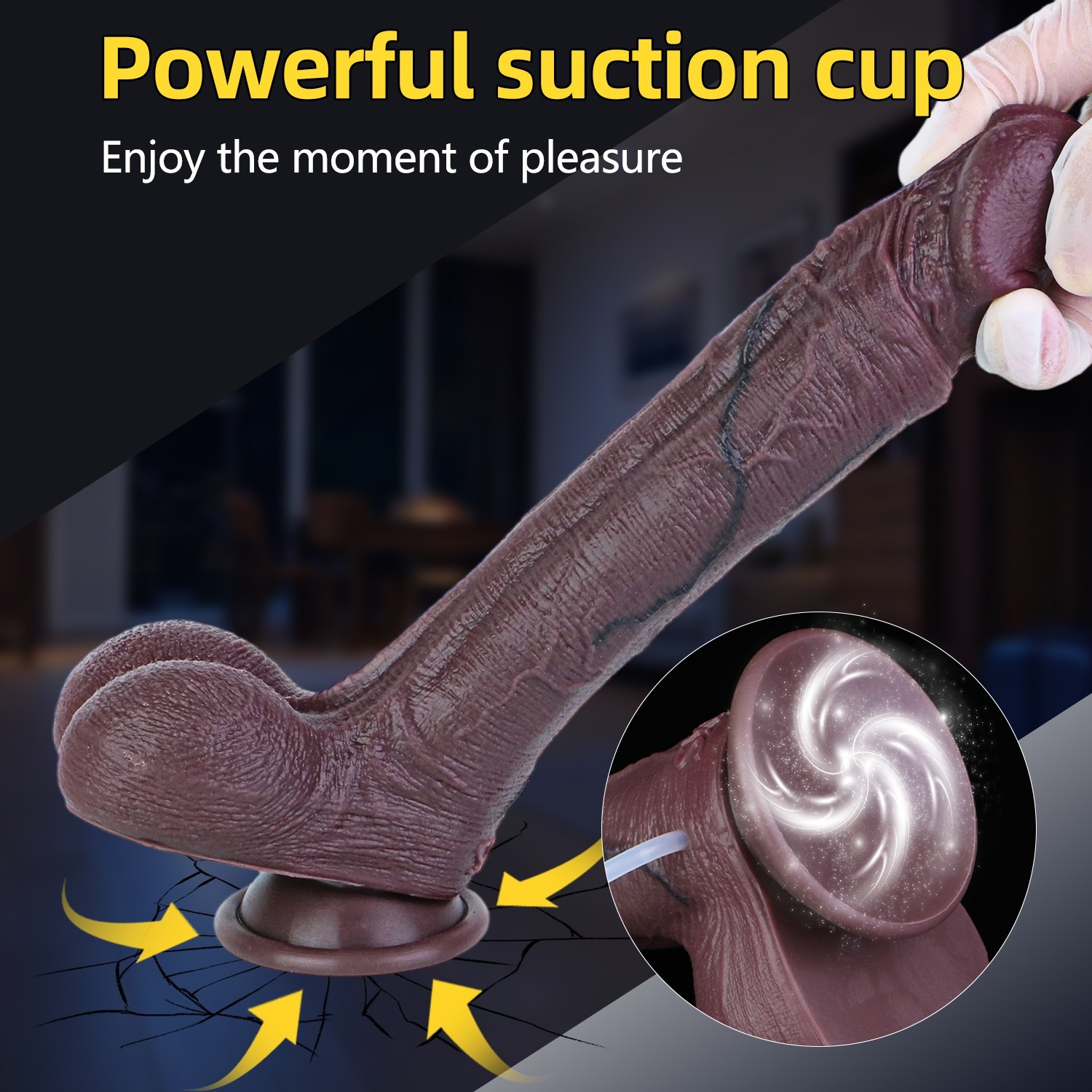 9.45″ Dual Layer Dildo Ejaculating Squirting Dark Penis Anal Plug With Sucker US