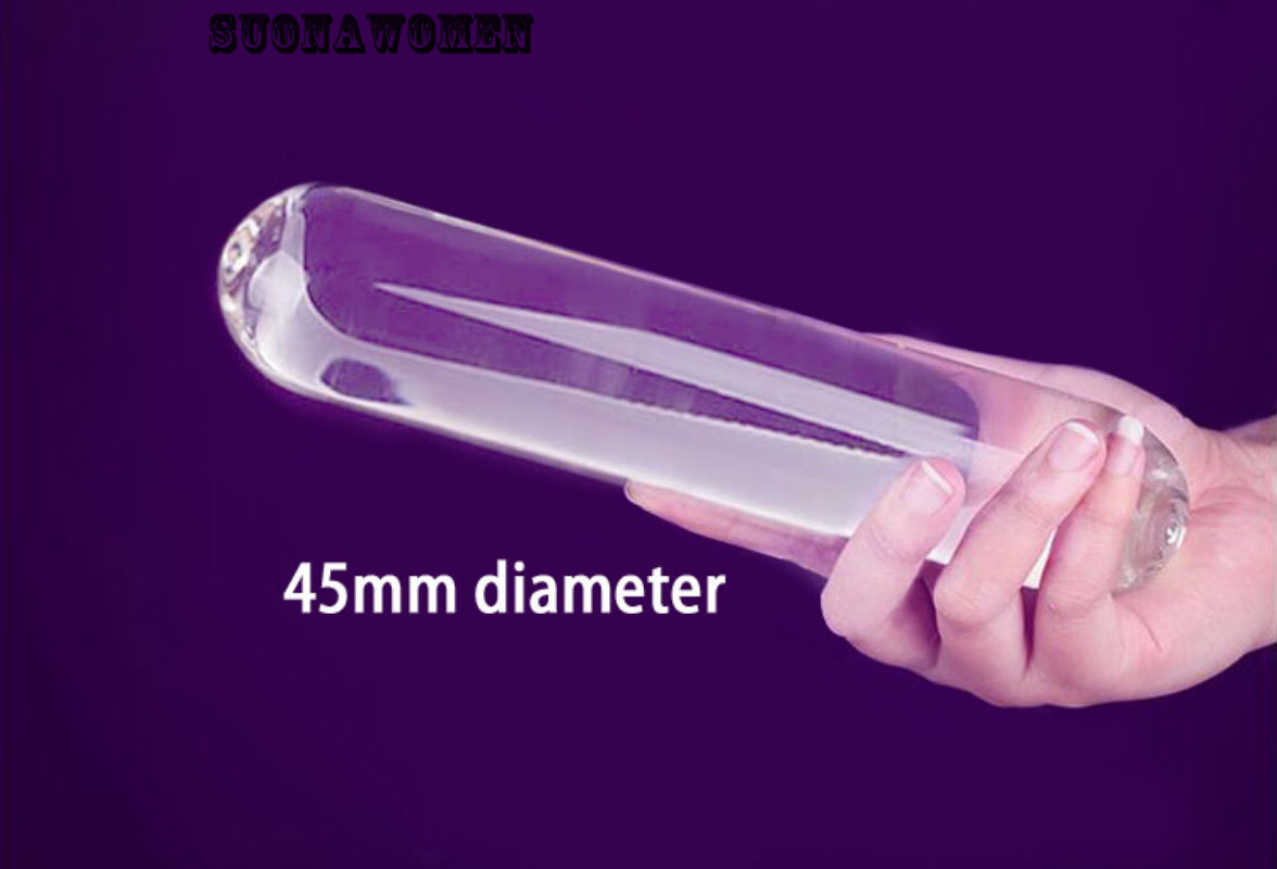 Smooth Cylinder Glass Double Dildo Huge Clear Glass Penis G Spot Dildos Sex Toy