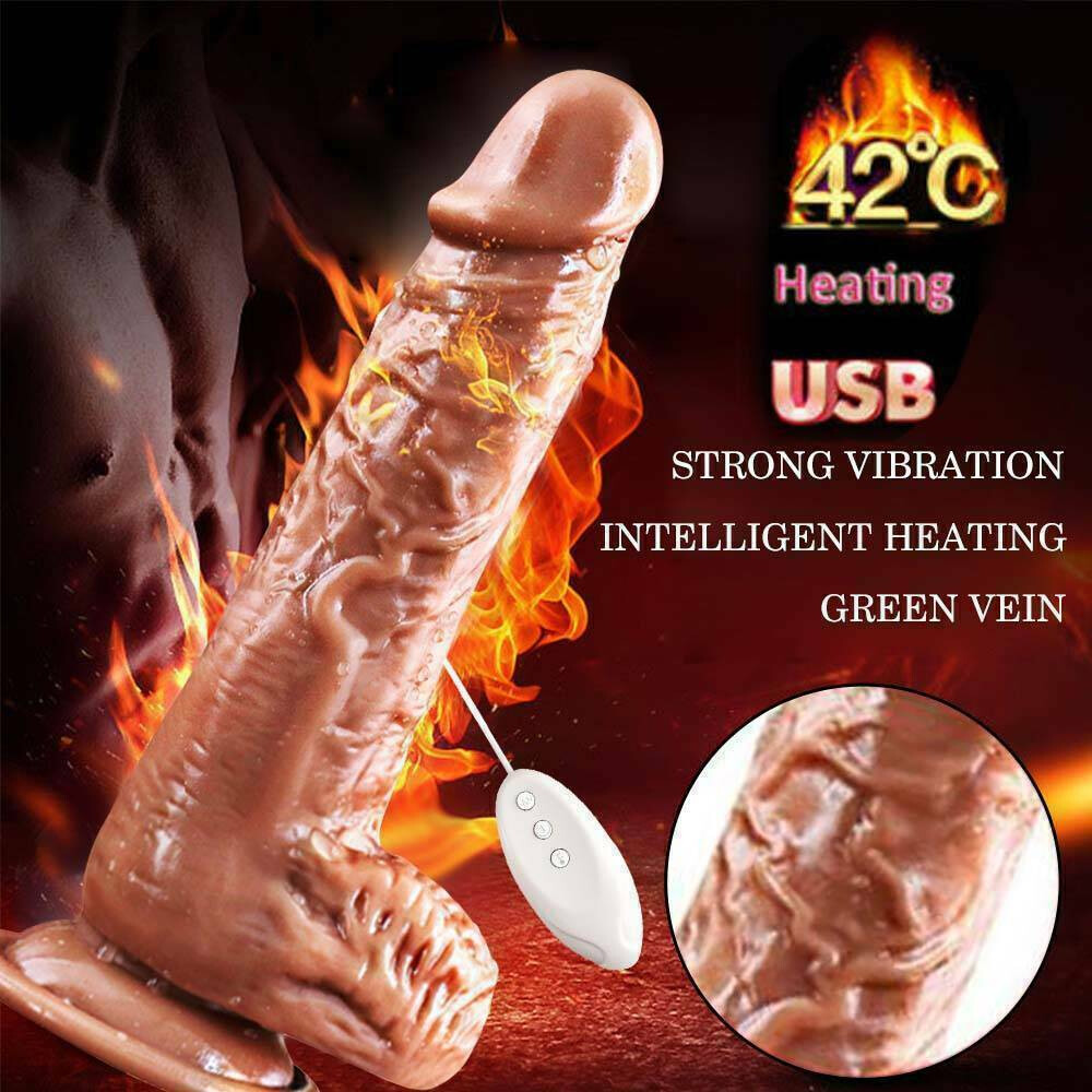 Brown-Telescopic-Heating-Realistic-Penis-Dildo-sex-Dong-Vibrator-Women-Toys