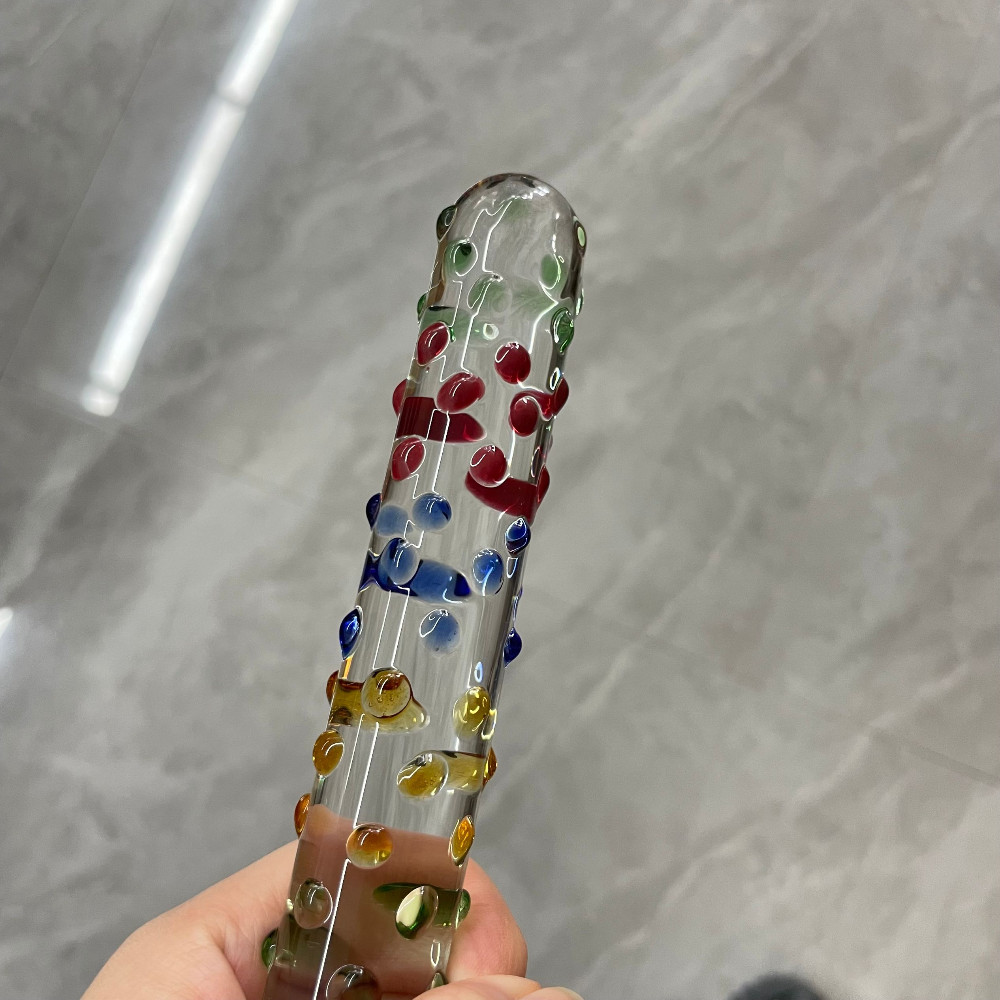 Crystal G-Spot Glass Plug Anal Dildo Beaded Massager Wand Sex Toys for Women Men