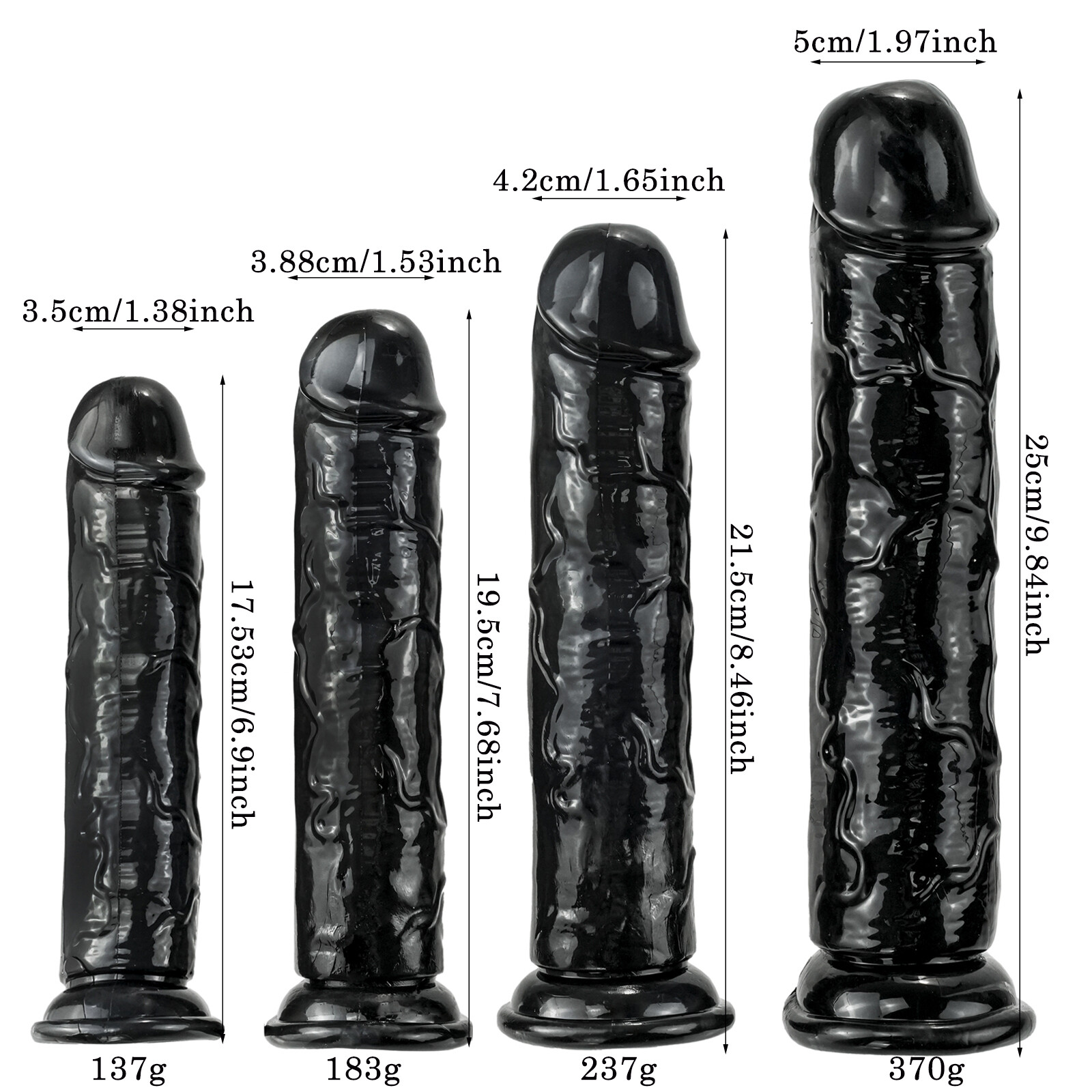 Jelly Dildo Penis Suction Cup – Waterproof Realistic Veined Penis – 6″ 7″ 8″ 9″