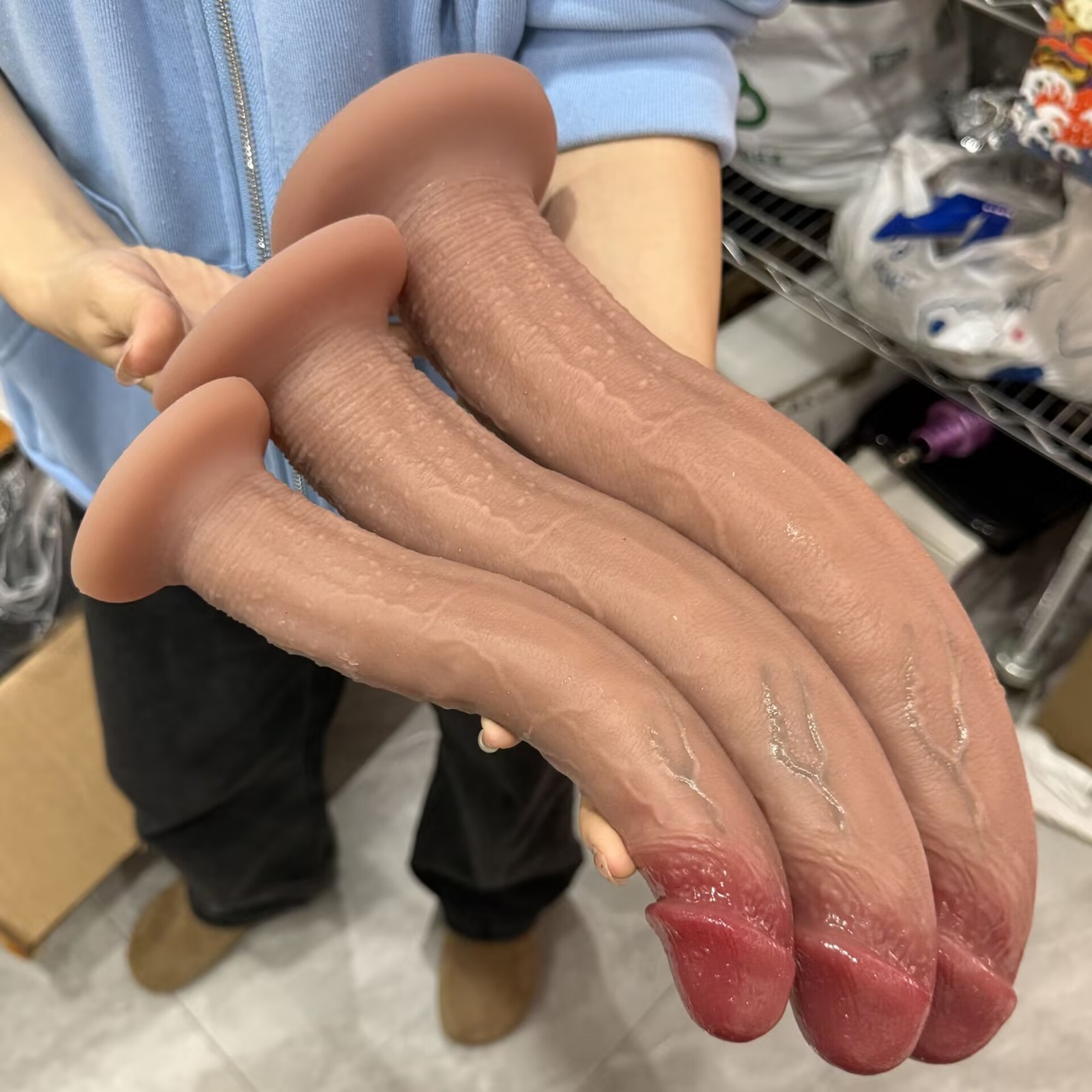 13.78IN Long Silicone Realistic Dildo Skin Feeling Huge Big Thick Penis Suction