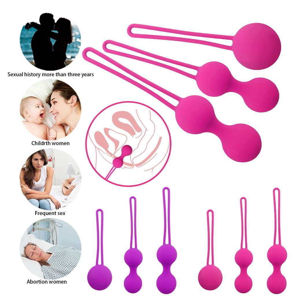 Female Kegel Balls Weighted Exerciser Set Silicone Ben Wa Beads Beginner Kegal