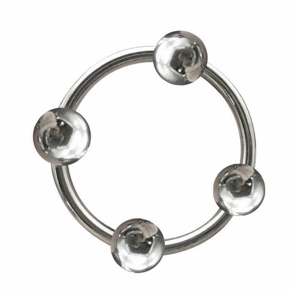 Stainless Steel Beaded Glans Ring with 4 Pressure Ball Cock Penis Ring for Men