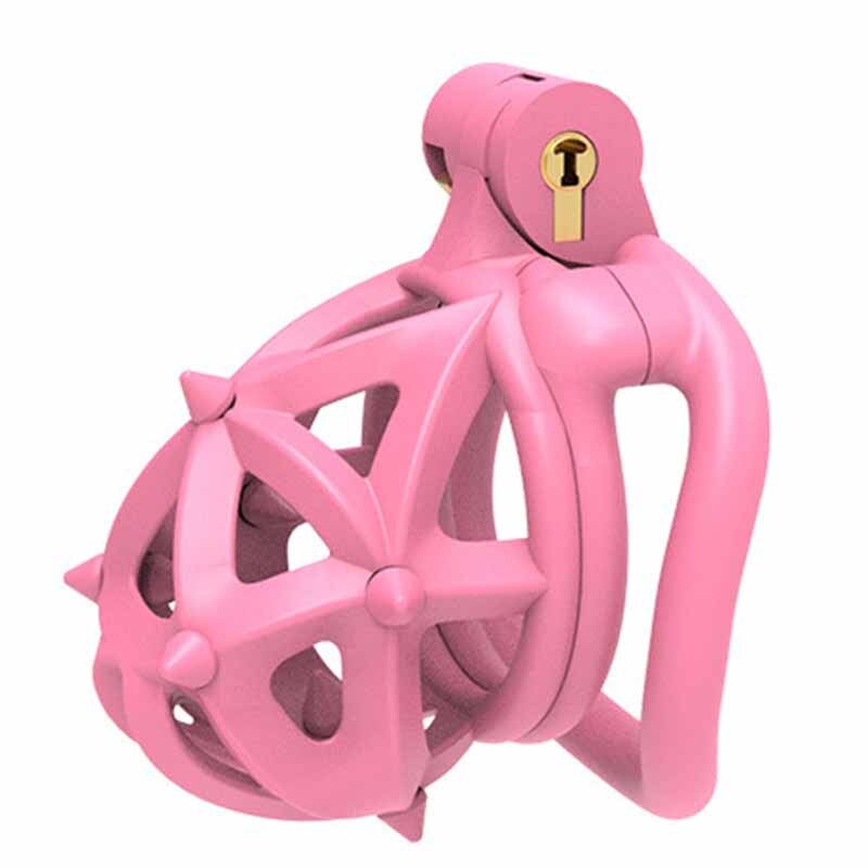 Male Chastity Cage Lock Device Resin Short Cage PA Piercing Spiked 4 Rings BDSM