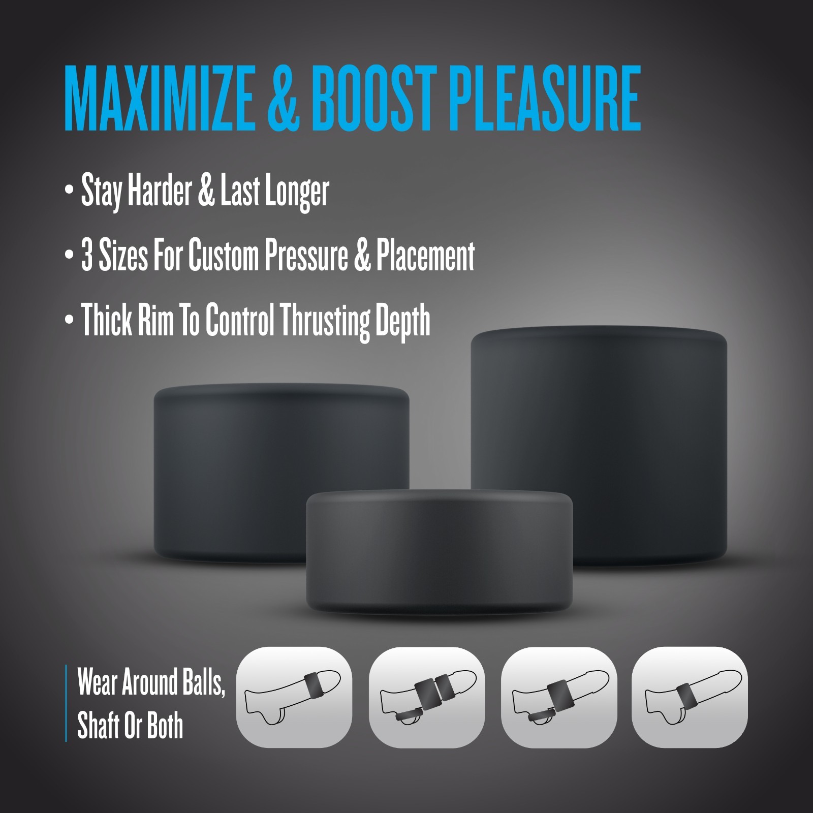 Blush Performance Plus Engage 3 Cock Ring Set Male Adult Sex Toy