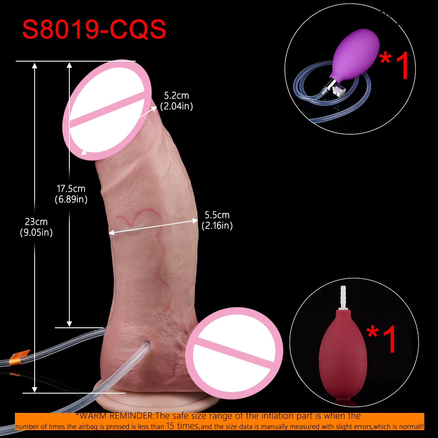 23cm Dildo With Squirting Function Silicone Thick Inflatable & Ejaculating Dildo