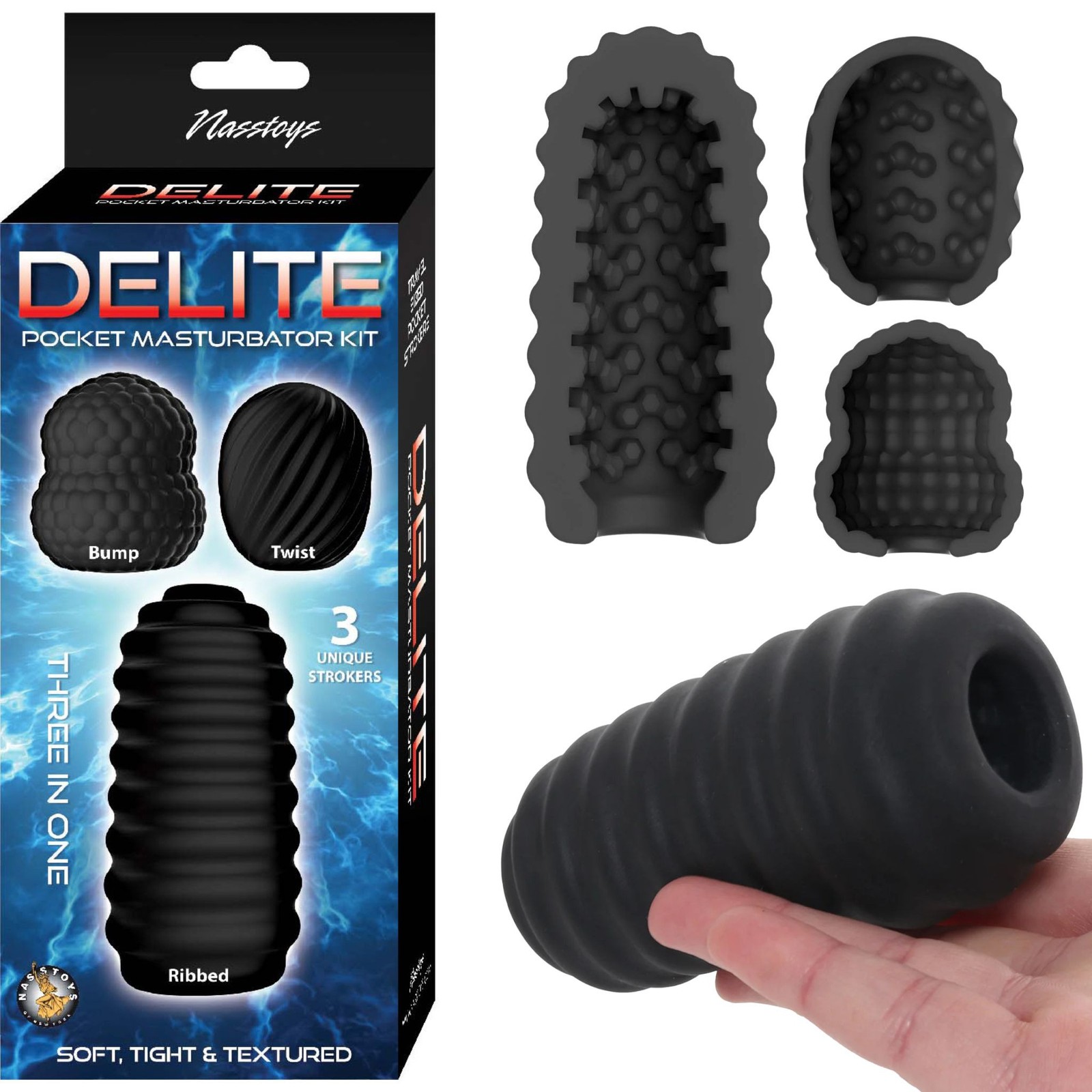 Delite Pocket Masturbator Cock Stroker Kit Discreet Sex Toy for Men