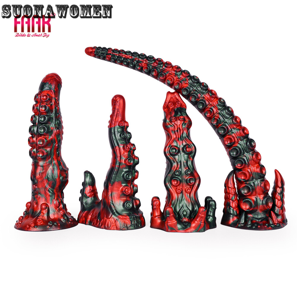 Silicone Fantasy Knot Dildos With Sucker Colorful Penis Sex Toys Large Anal Plug