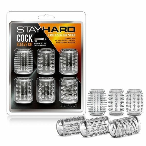 6 Stay Hard Cock Sleeve Kit Male Penis Girth Enhancer Enlarger Ring Sheath