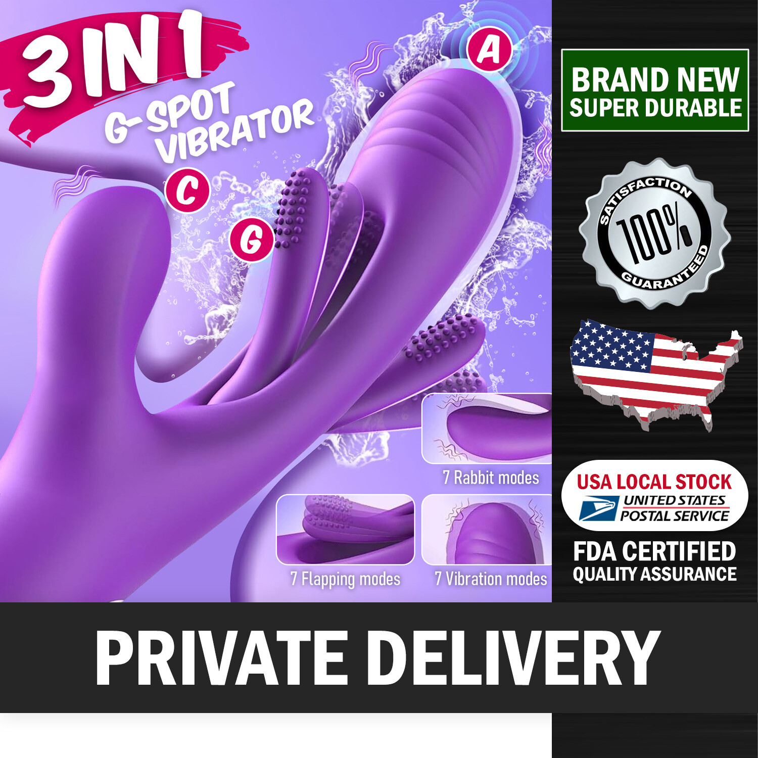 Flapping Vibrator Dildo G-Spot Rabbit Vibrator Adult Sex Toy Discreet Shipment