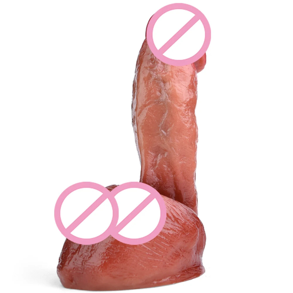 Cruved Realistic Dildo With Sucker Skin Feeling Vagina Anal Dilator For Women