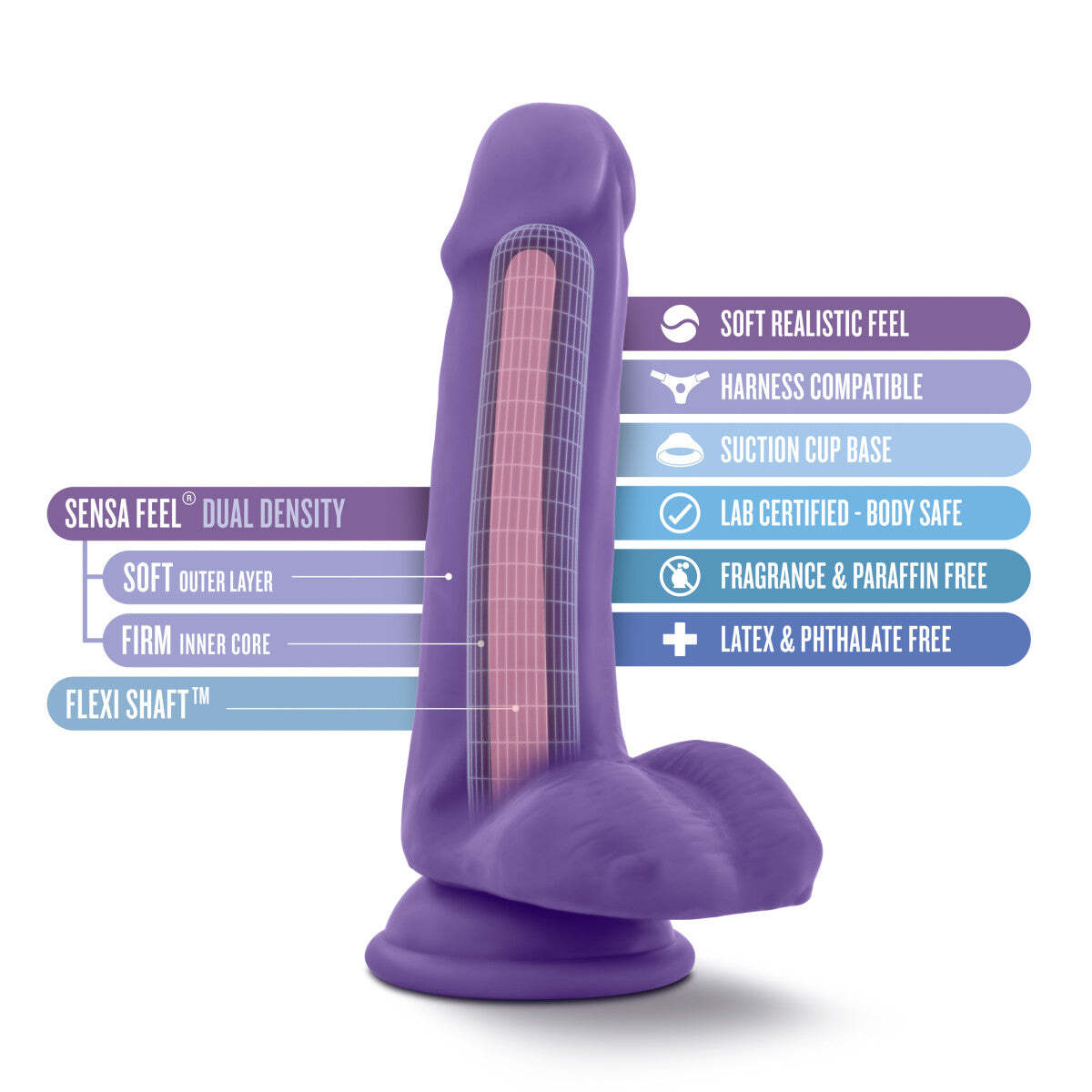 Blush Au Naturel 6 Inch Soft Realistic Sensa Feel Dual Density Flexishaft Dildo
