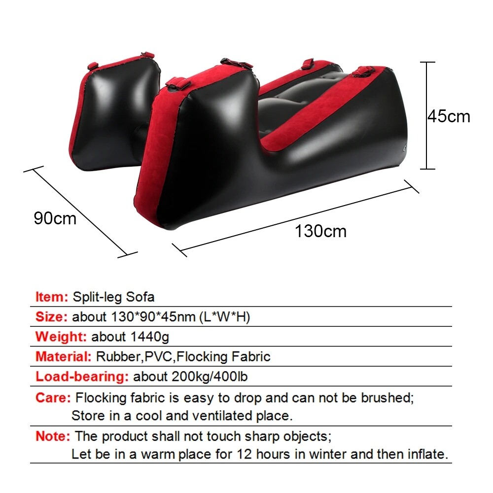 Open Leg Inflatable Sofa Bed Bondage Straps BDSM Sex Furniture Deeper Position