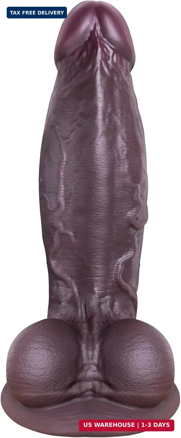 8 Inch Girth Thick Black Dildo Sex Toys, Real Skin 10.43 Inch Big Black Dildo wi