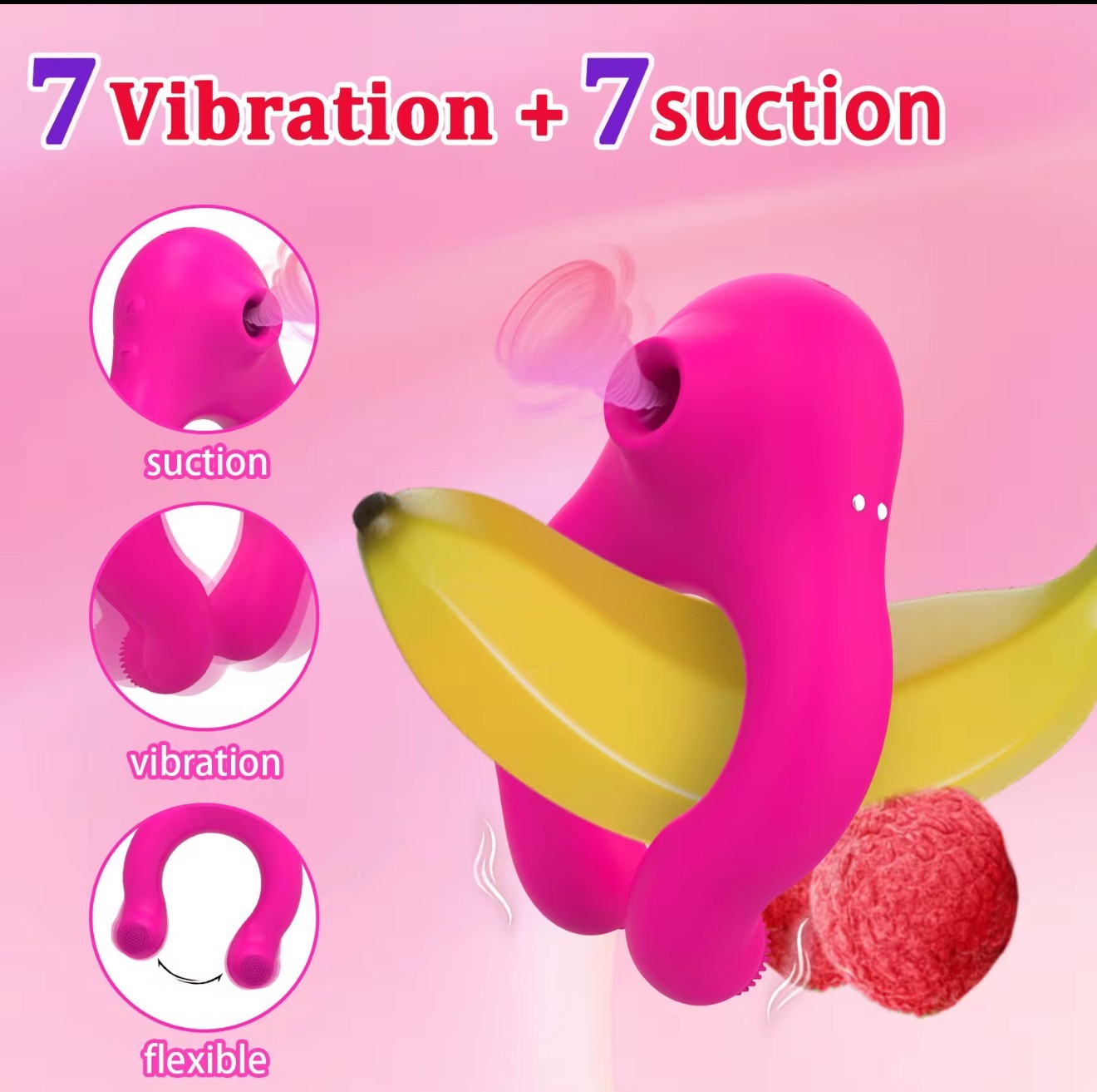 Clitoral Suction Vibrator Couple Toy 7 Suction/Vibration Waterproof Rechargeable
