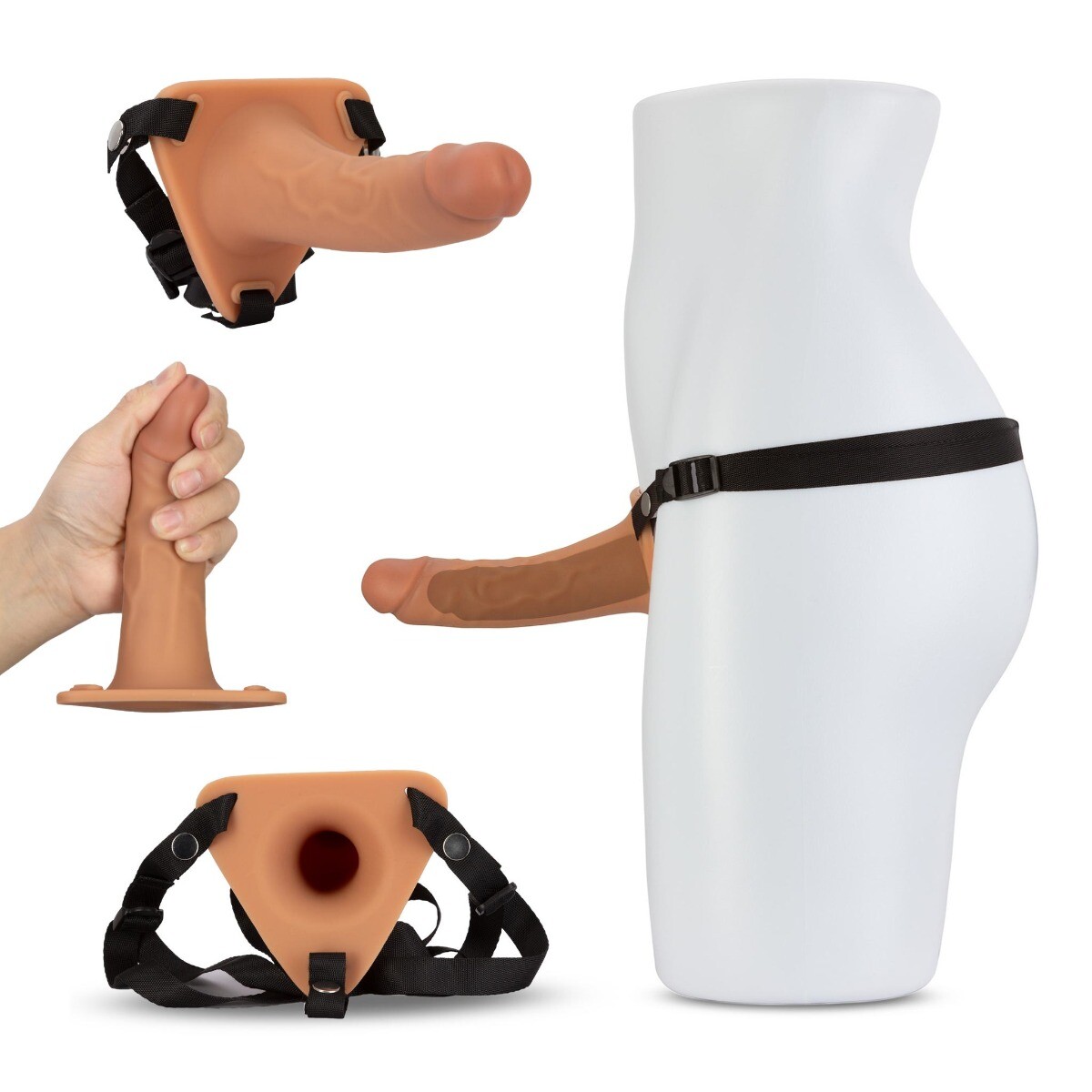 6.5″ Male Men Hollow Cock Extension Strap On Dildo Dong Penis Extender Sleeve
