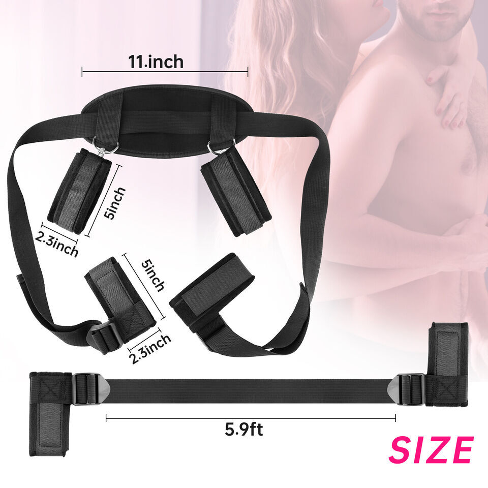 Bed Bondage Kit Hand Ankle Cuffs Restraint Straps Set Sex Play BDSM for Couples