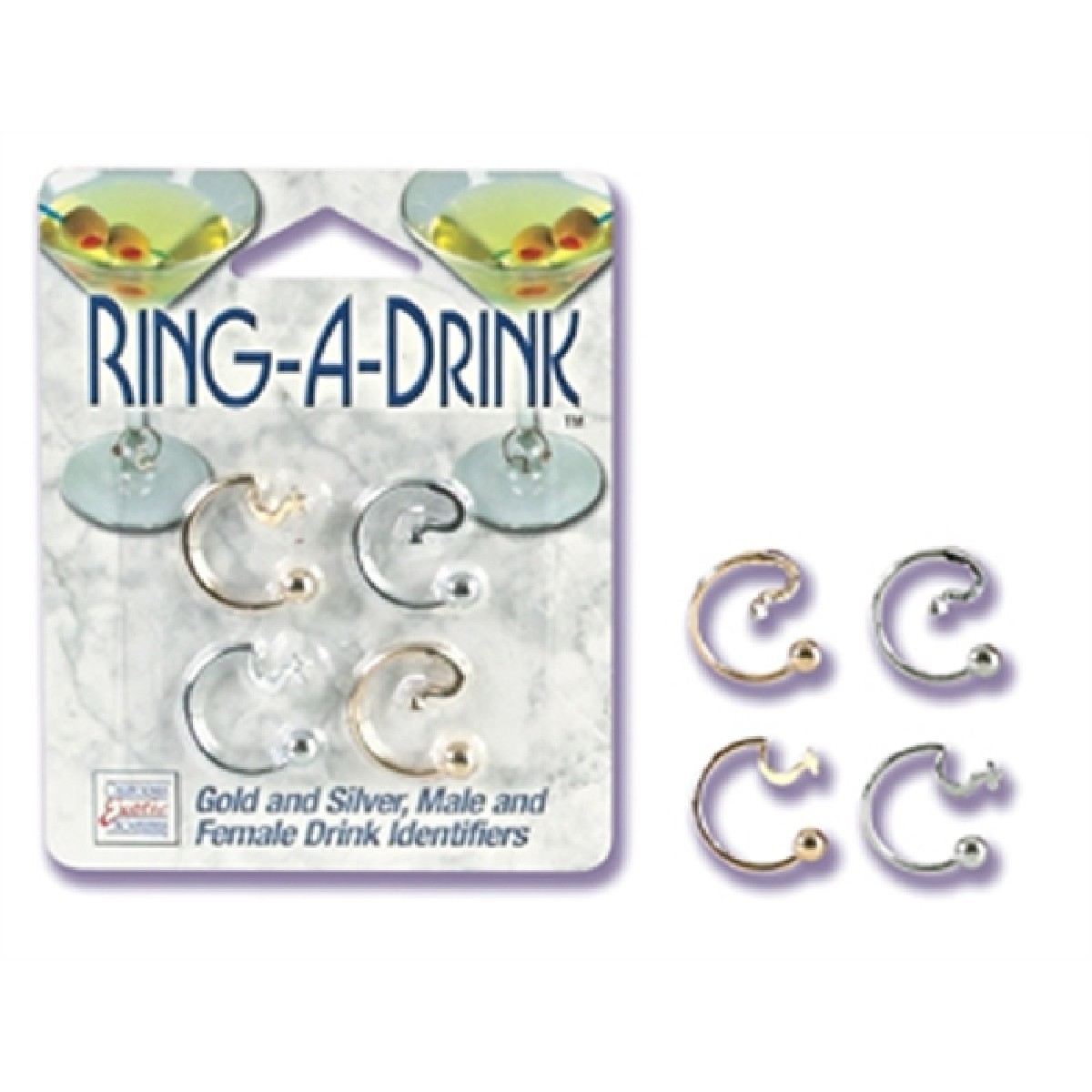 Ring a Drink Gold and Silver Male and Female Drink Identifiers