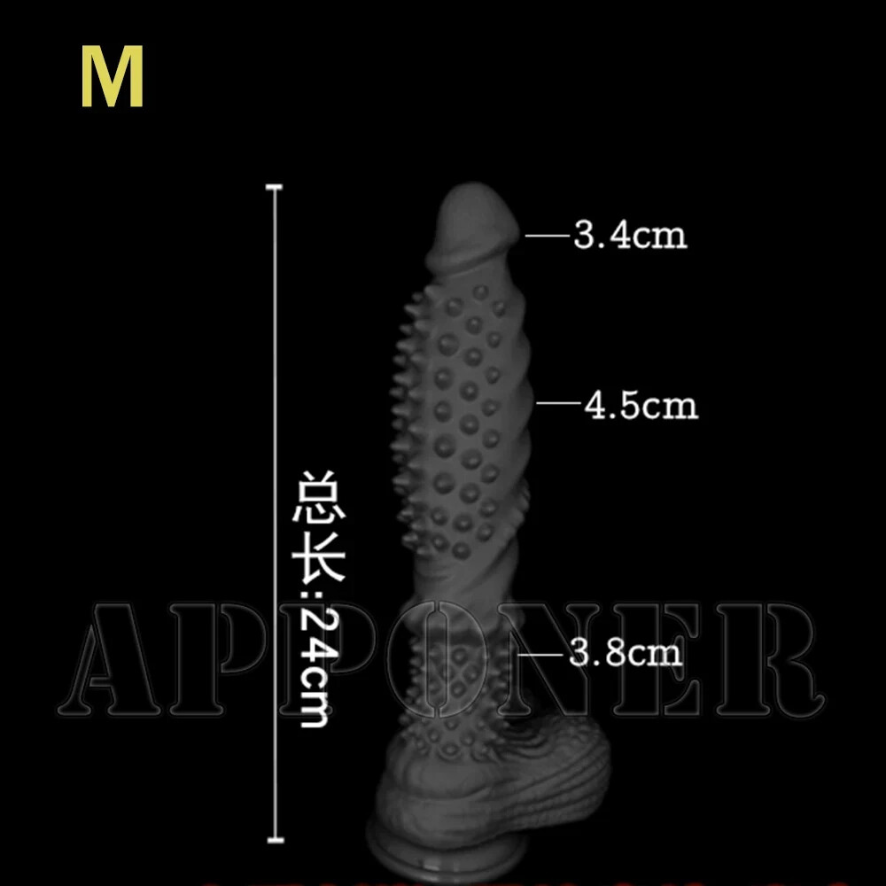 Black Red Dildo With Spikes Silicone Dildo With Suction Cup 38cm Long Penis Toys