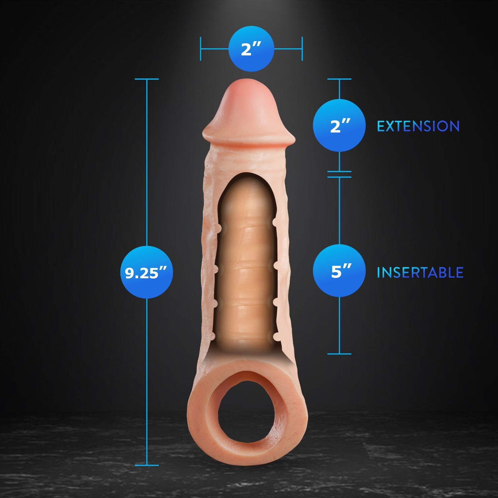 Blush Plus Intrepid 9.25 Inch Realistic Penis Extender Sleeve