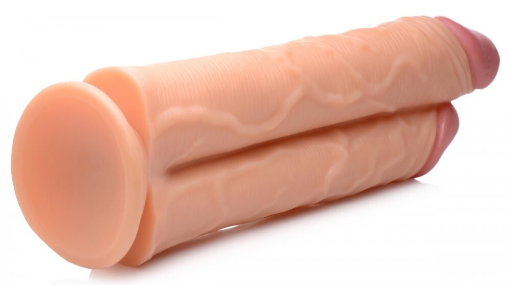 Double Stuffer 10 Inch Dildo Big White Master Cock DAP DVP Double Anal Vaginal P