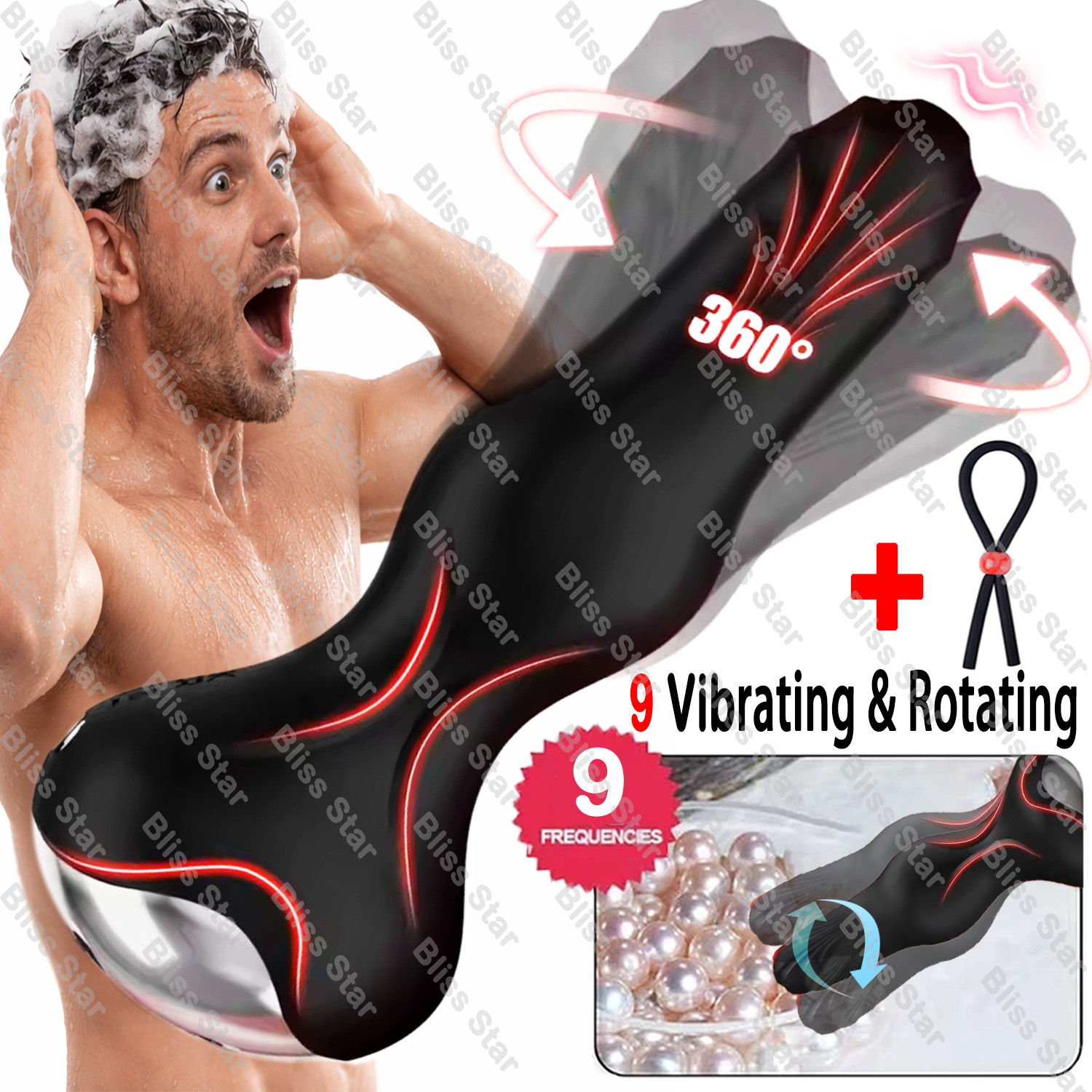 Rotating Anal Butt Plug Dildo Vibrator Prostate Massager Sex Toys for Men Women