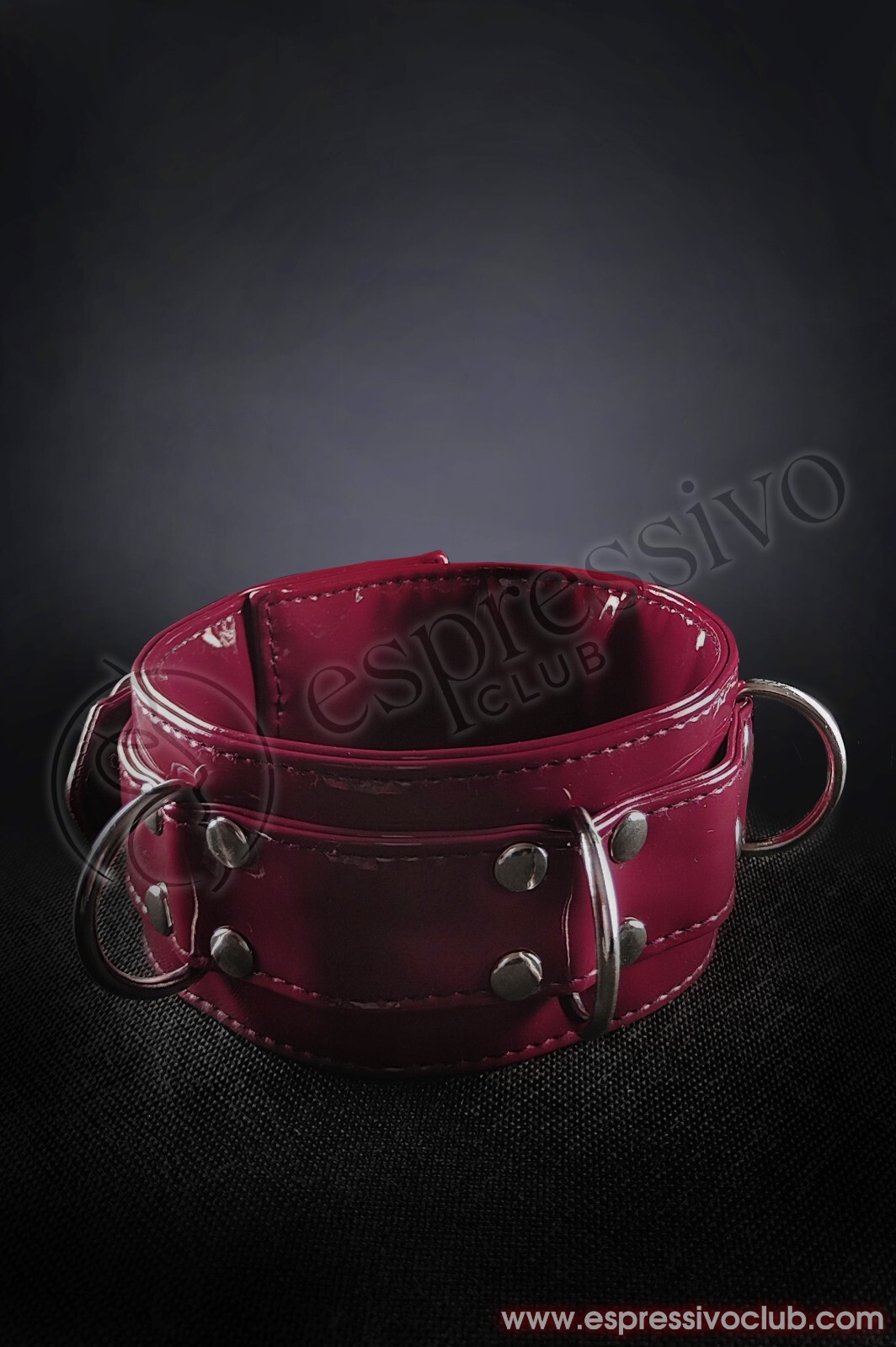 Shiny BDSM Collar, PVC Burgundy Neck Collar, Luxury Bondage Choker, Slave Collar