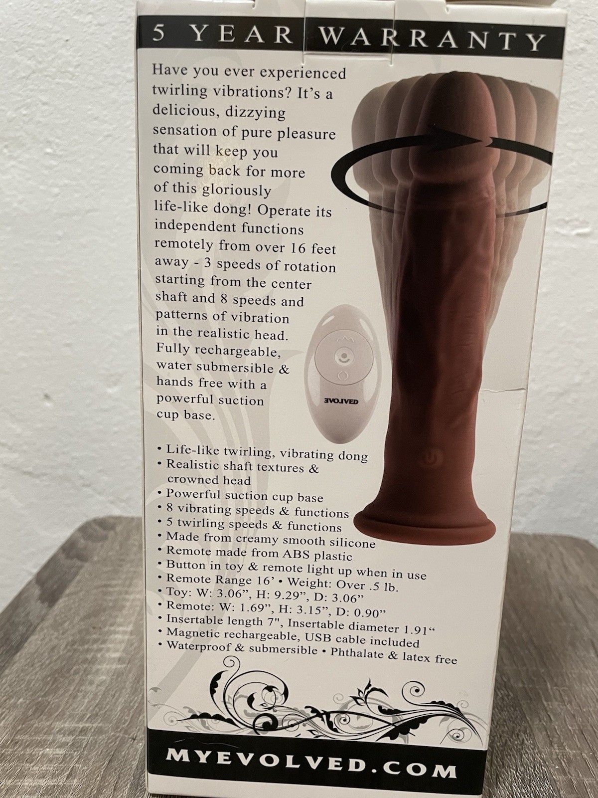 Evolved Twirl Jam Dark Vibrating Dong with Powerful Suction Cup Based