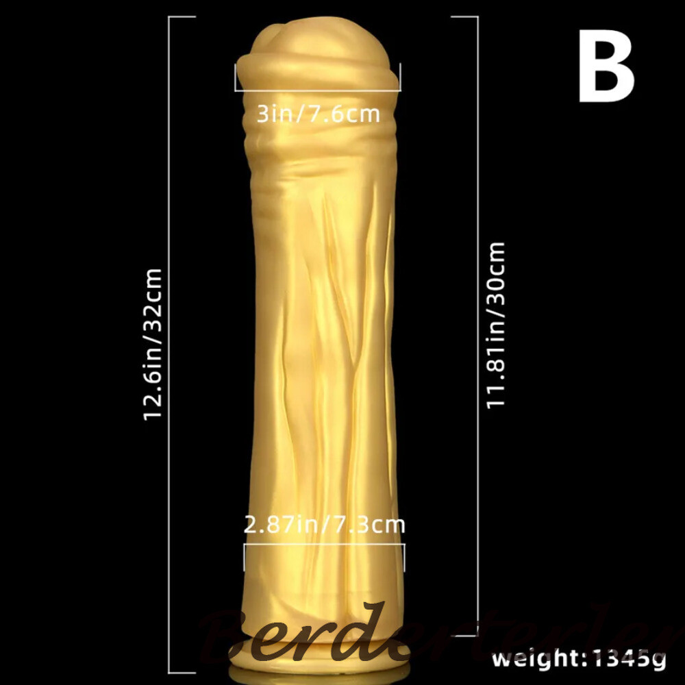 Super Long 40cm Golden Dildo Silicone Large 7.6cm Anal Plug with Suction Cup
