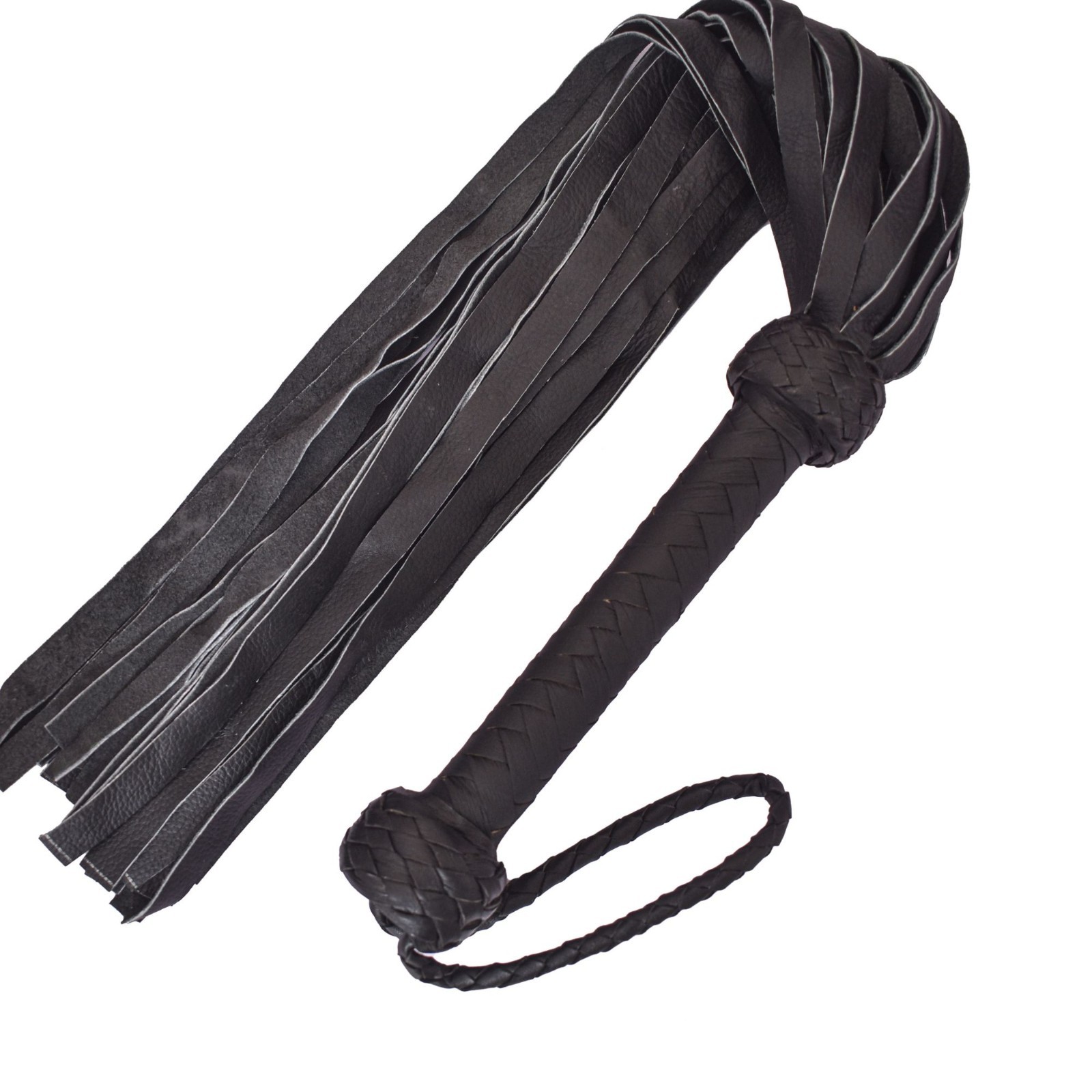 Cow Hide Black Leather Flogger 25 thick Heavy Duty Studded Spanking Whip
