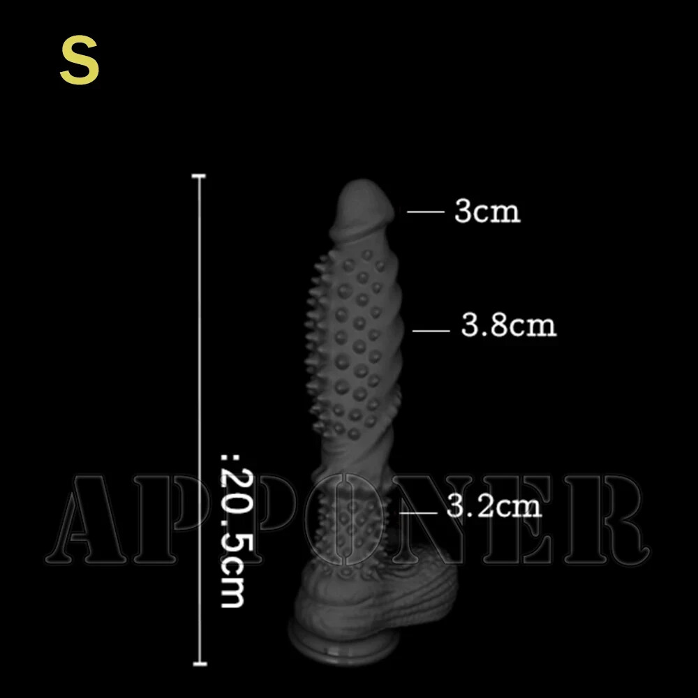 Black Red Dildo With Spikes Silicone Dildo With Suction Cup 38cm Long Penis Toys