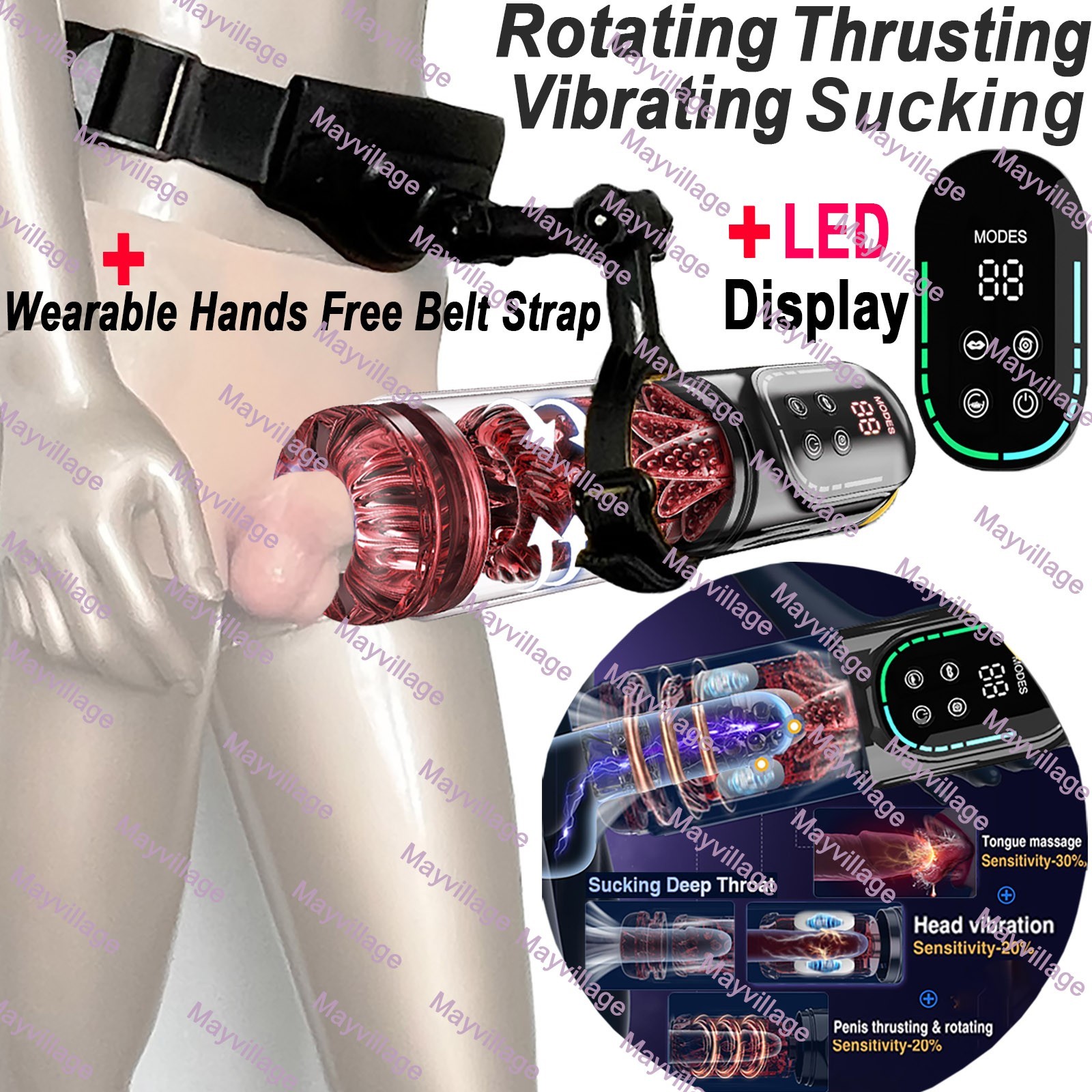 Male Masturbaters Automatic HandsFree Thrusting Cup Rotating Stroker Men Sex Toy