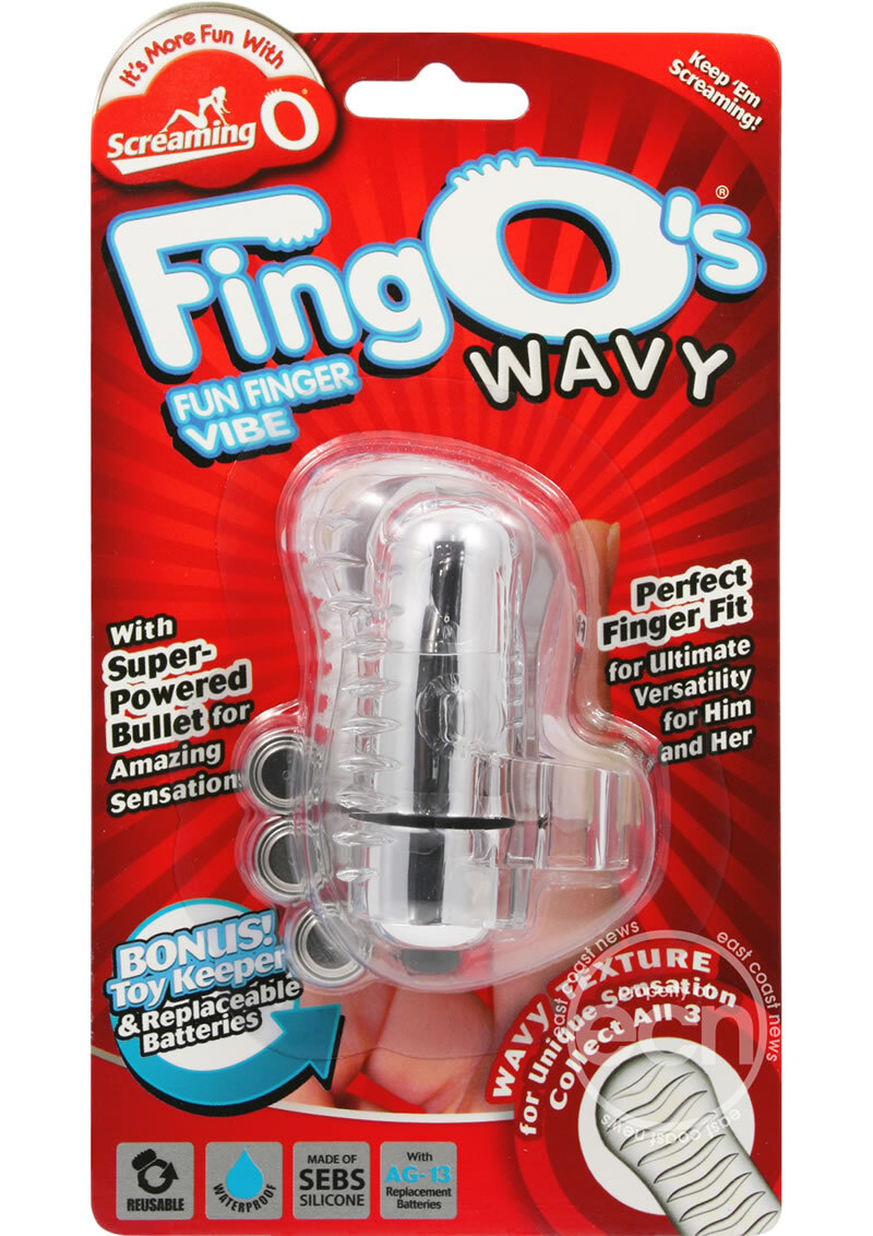 The Fing Os Fun Finger Vibe Silicone Waterproof Wavy Only Clear