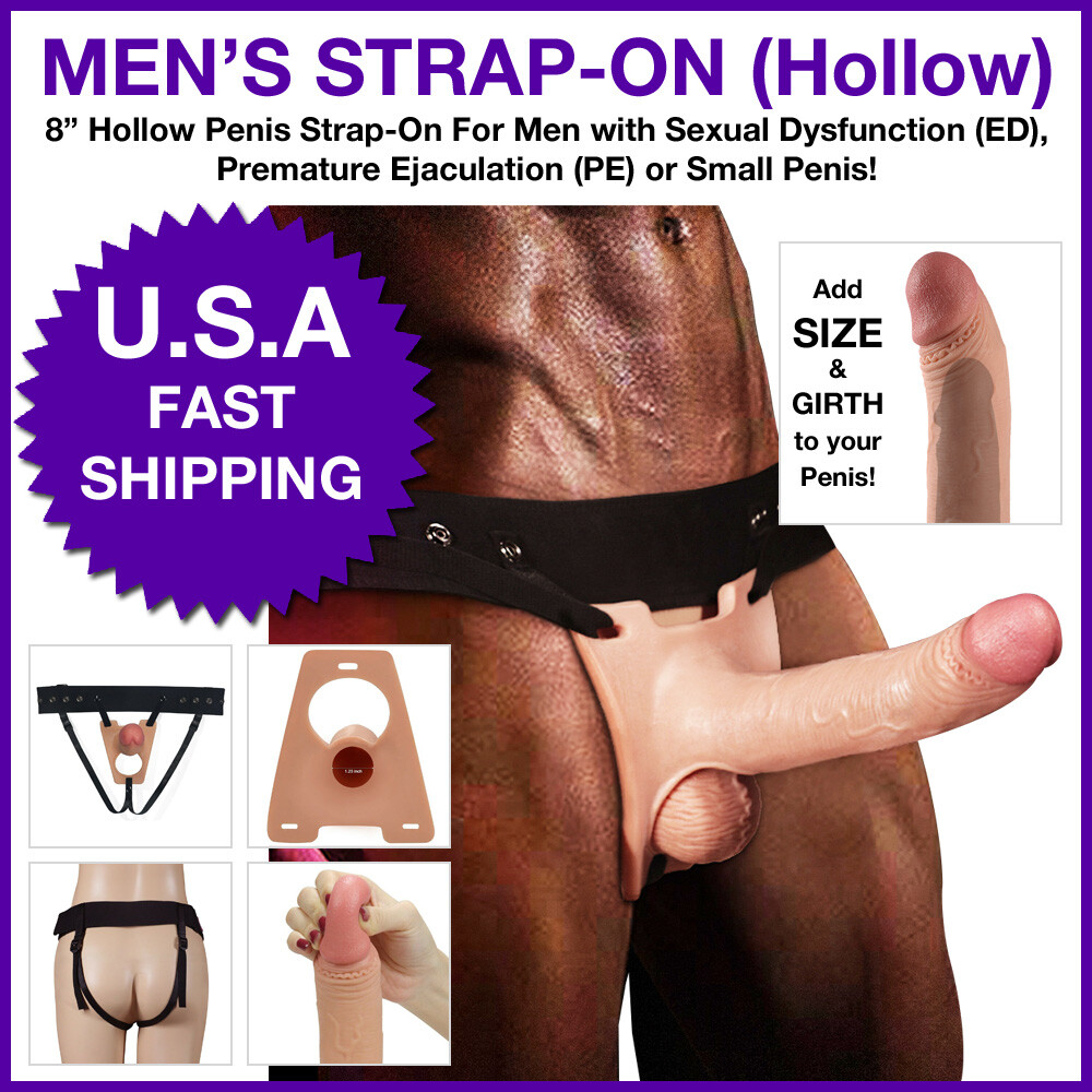 8″ Rodeo Hollow Strap-On Penis Dildo Men Sexual Dysfunction Ed Pe Small Penis
