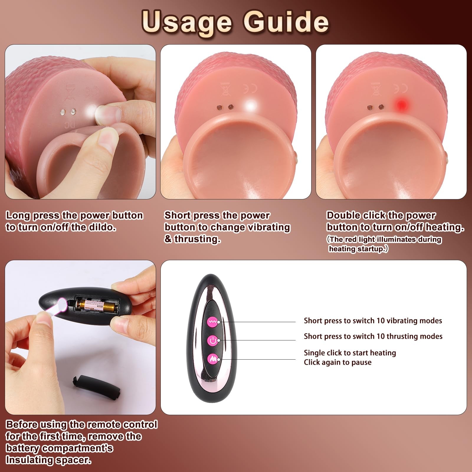 Thrusting Dildo Huge Thick Vibrator 2.5” Diameter,Realistic Silicone Penis A…